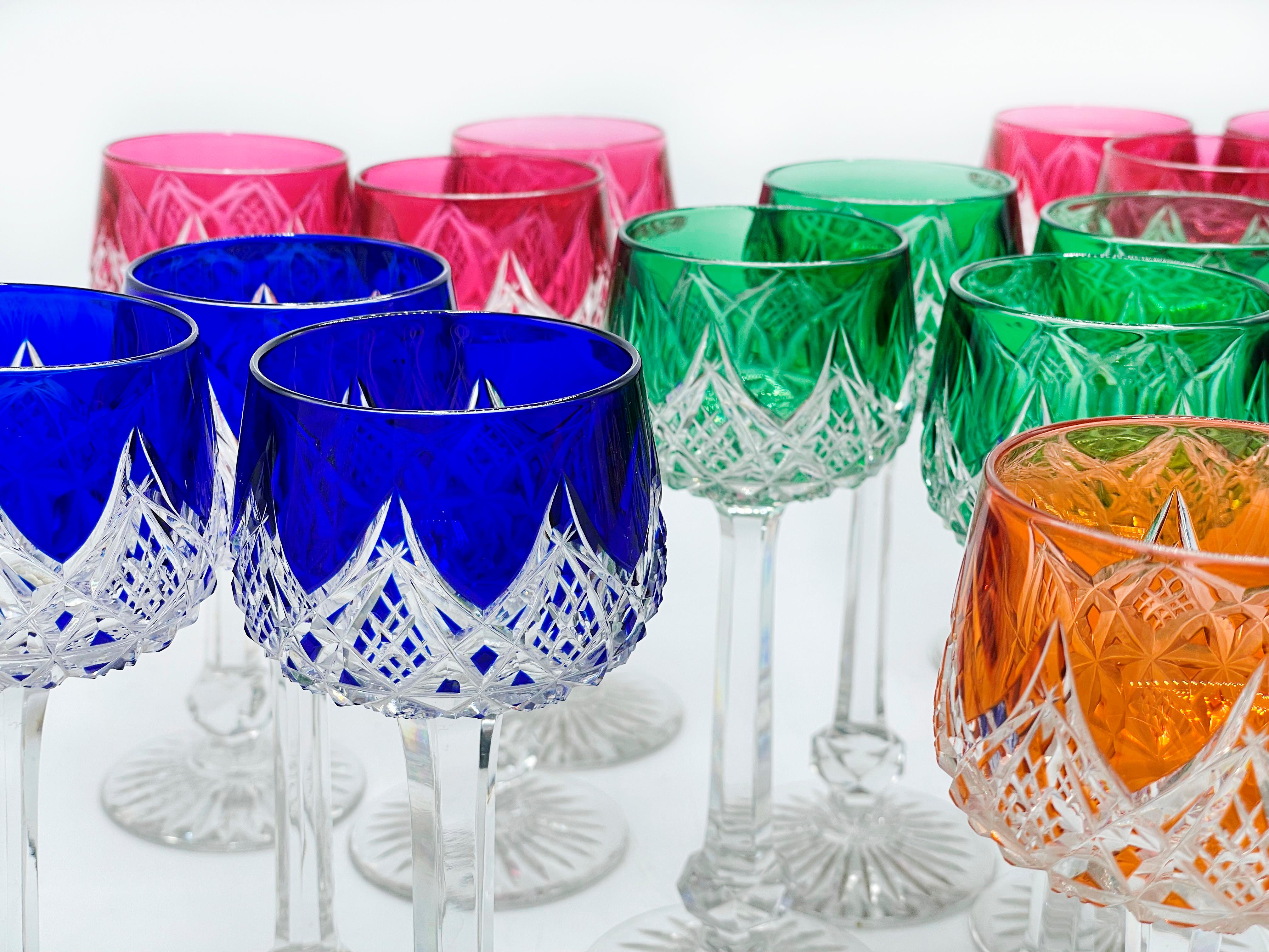 Hand-Crafted  Eighteen wine glasses hocks Colbert by Baccarat