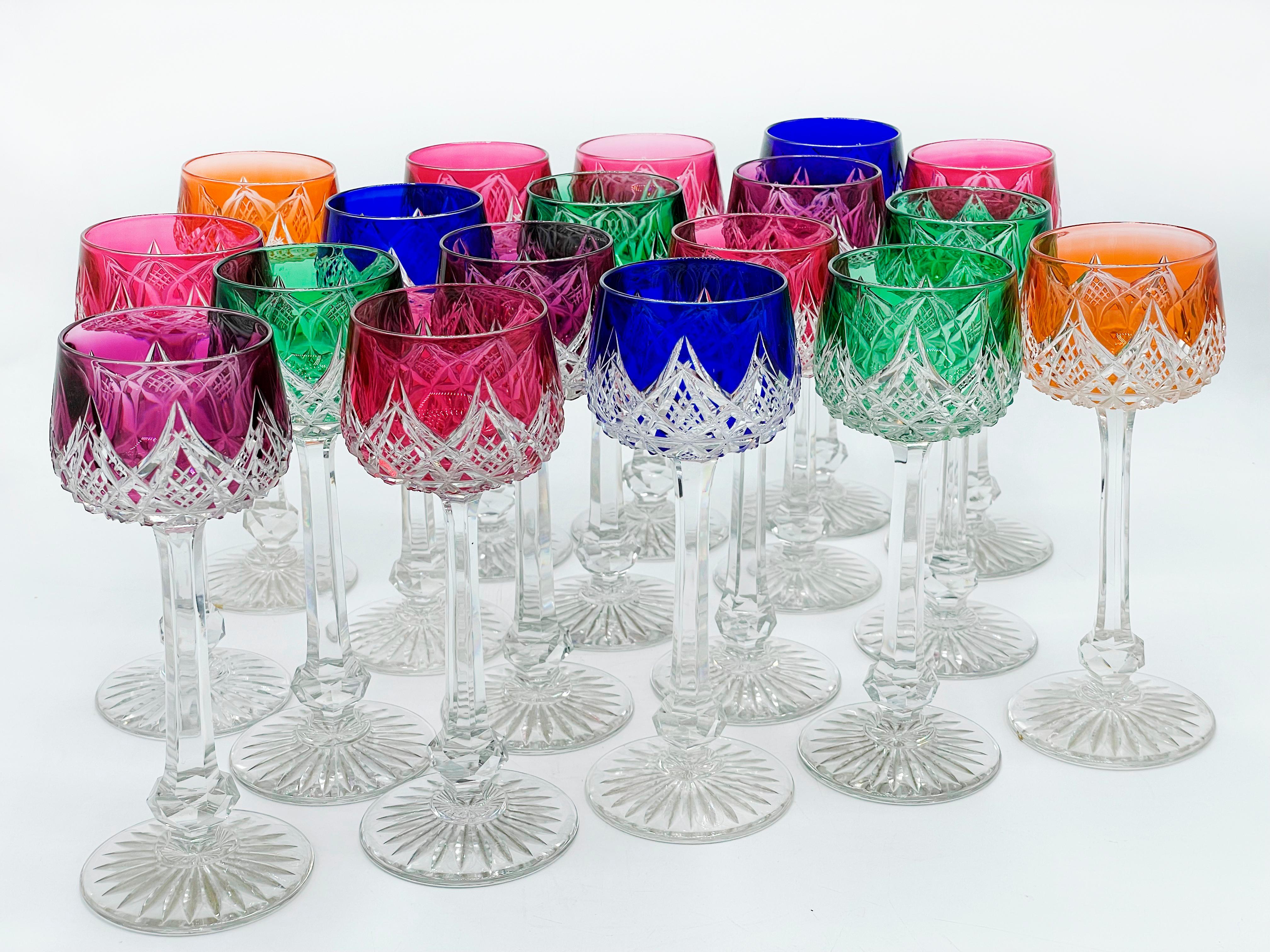 Early 20th Century  Eighteen wine glasses hocks Colbert by Baccarat