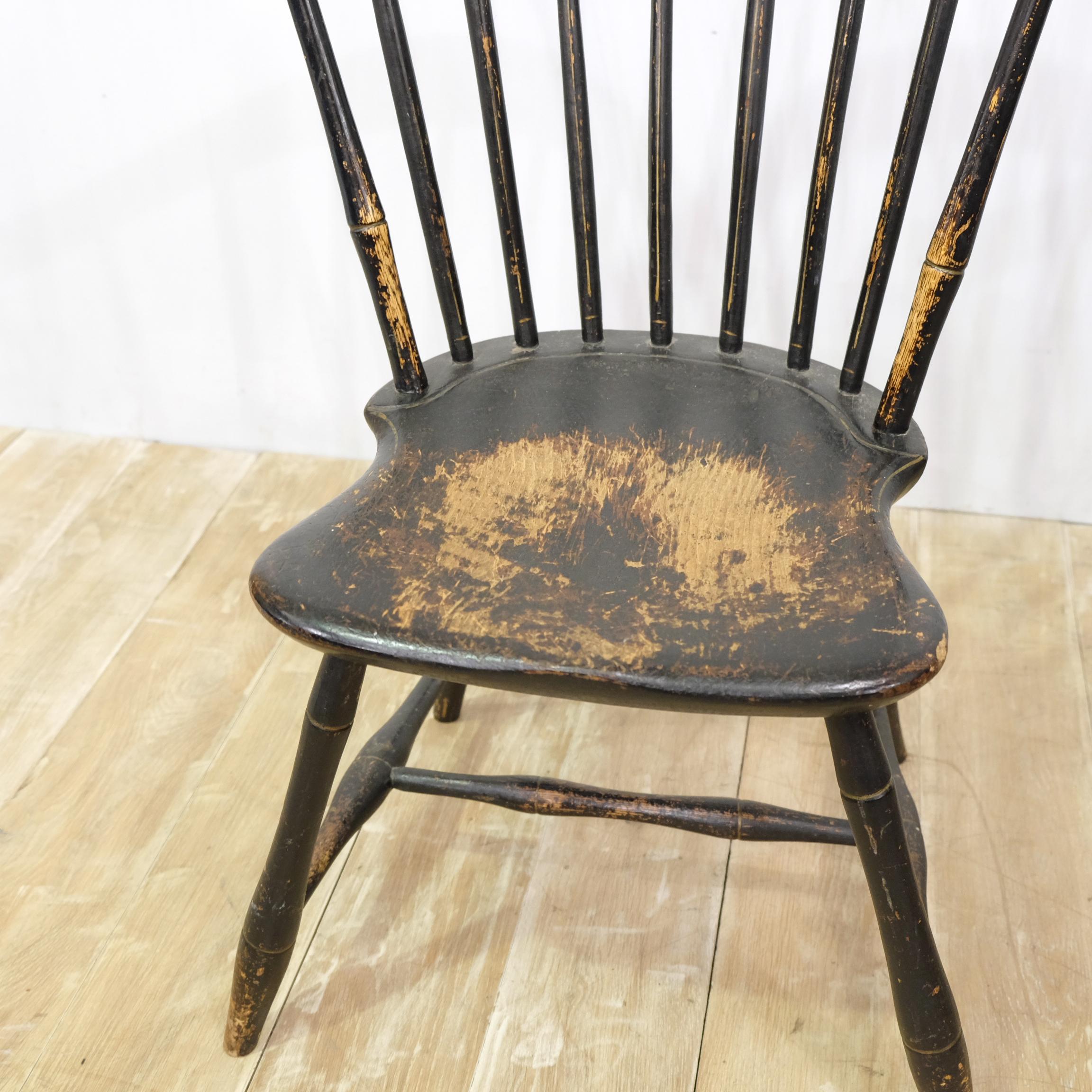 18th Century and Earlier 18th Century American Comb Back Windsor Side Chairs, New England, Original Paint