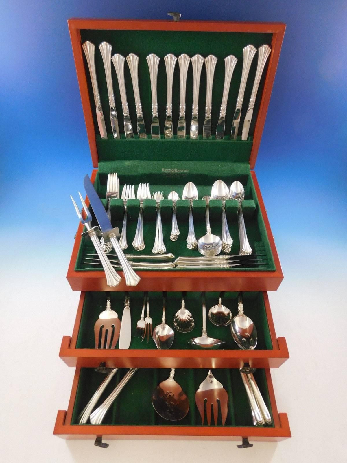 Large Eighteenth Century by Reed & Barton Sterling Silver Flatware Set - 105 pieces. This set includes:

8 Knives, 9