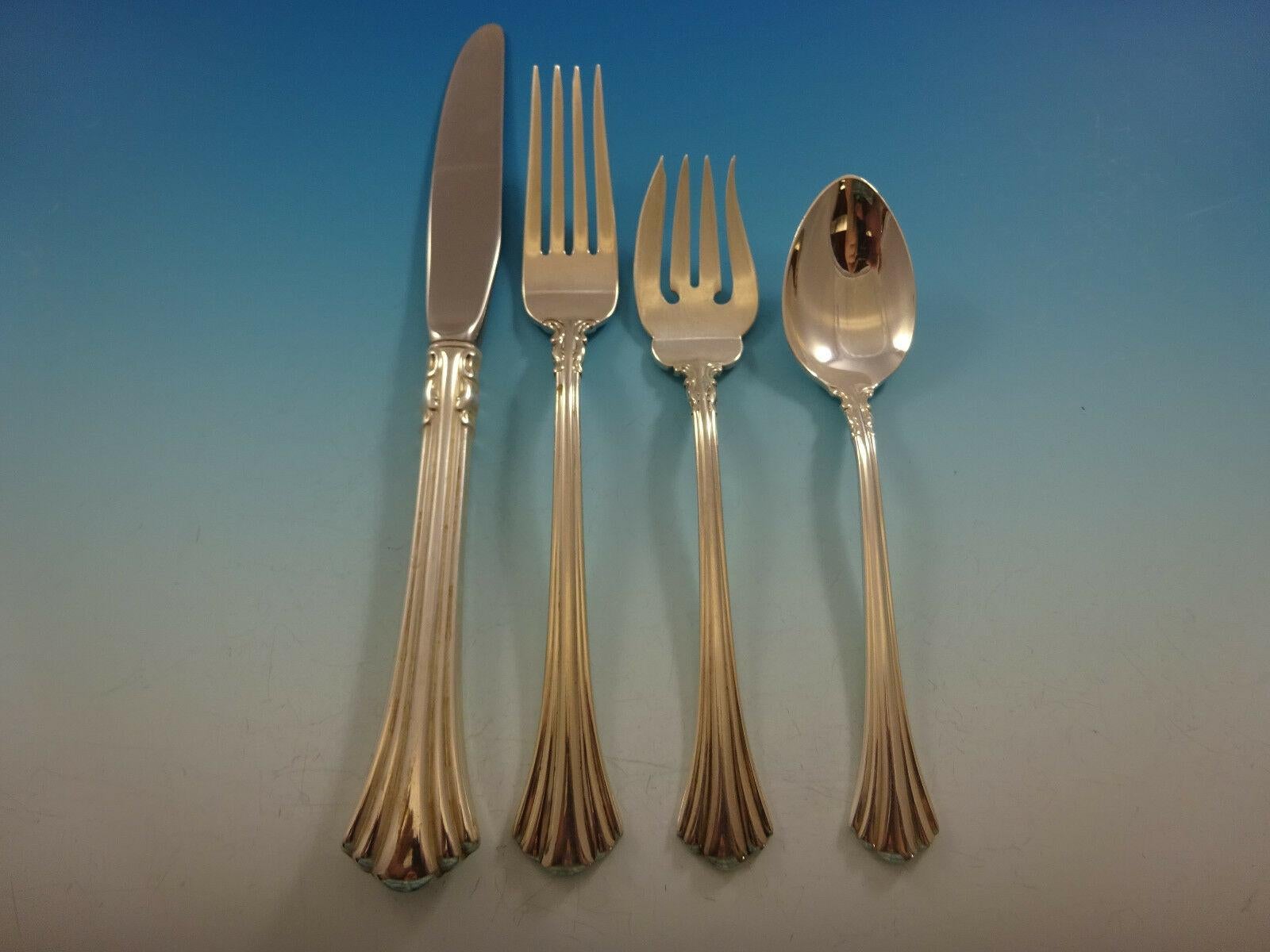 Gorgeous 18th century by Reed & Barton sterling silver flatware set- 57 pieces. This set includes:

12 knives, 9