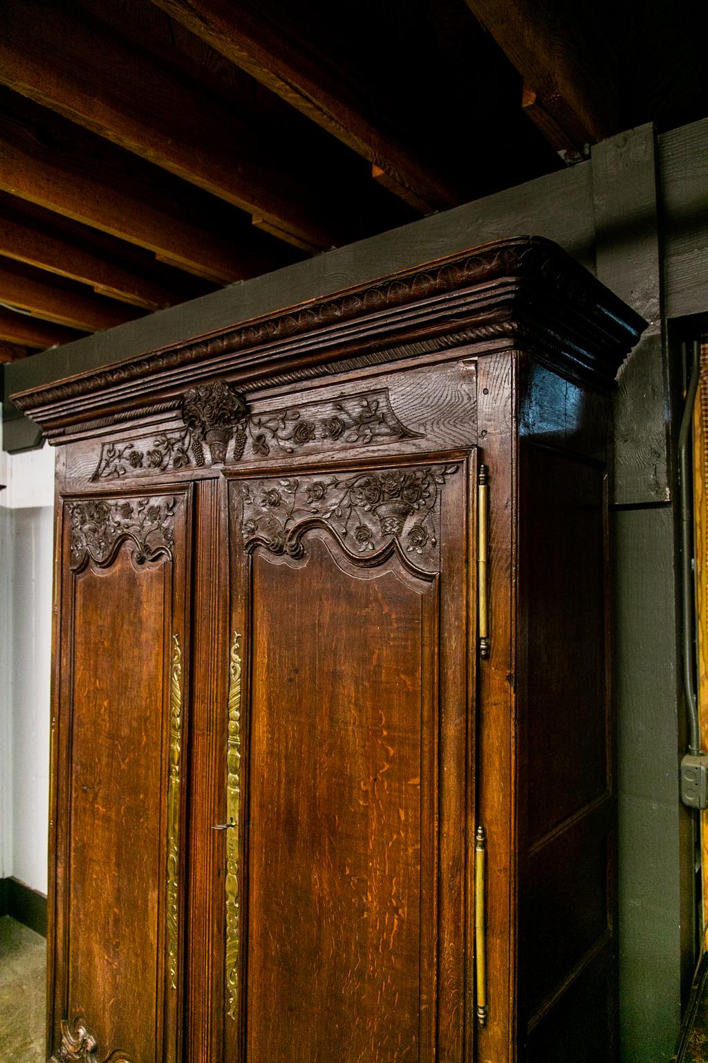Late 18th Century 18th Century Carved Oak French Armoire For Sale