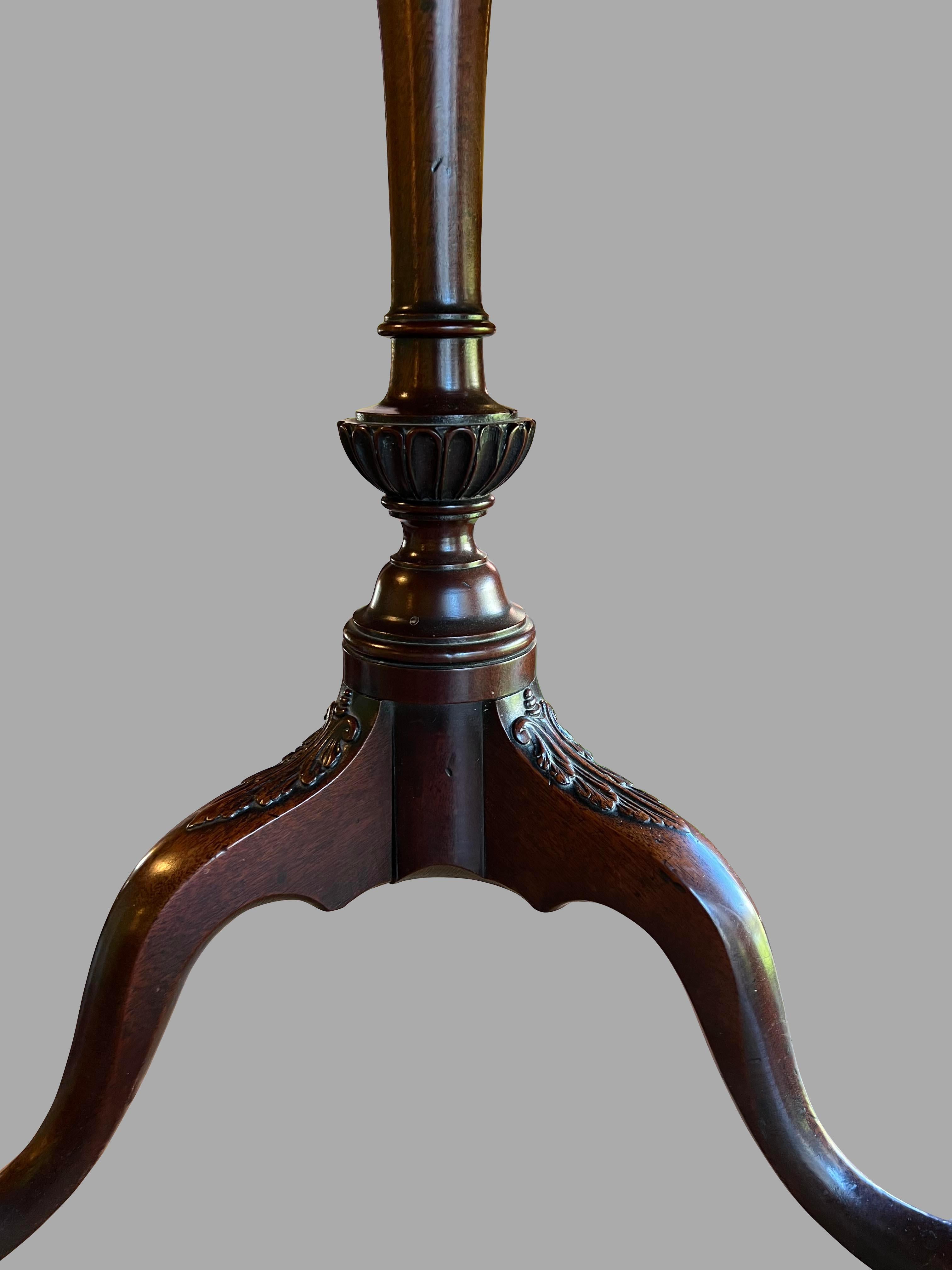 Mid-18th Century Eighteenth Century Chippendale Mahogany Small Side Table with Pie Crust Edge