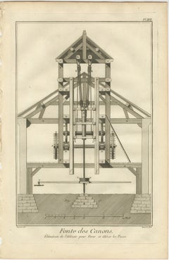 Eighteenth-Century Engraving of a Cannon-Boring Machine from Fonte des Canons