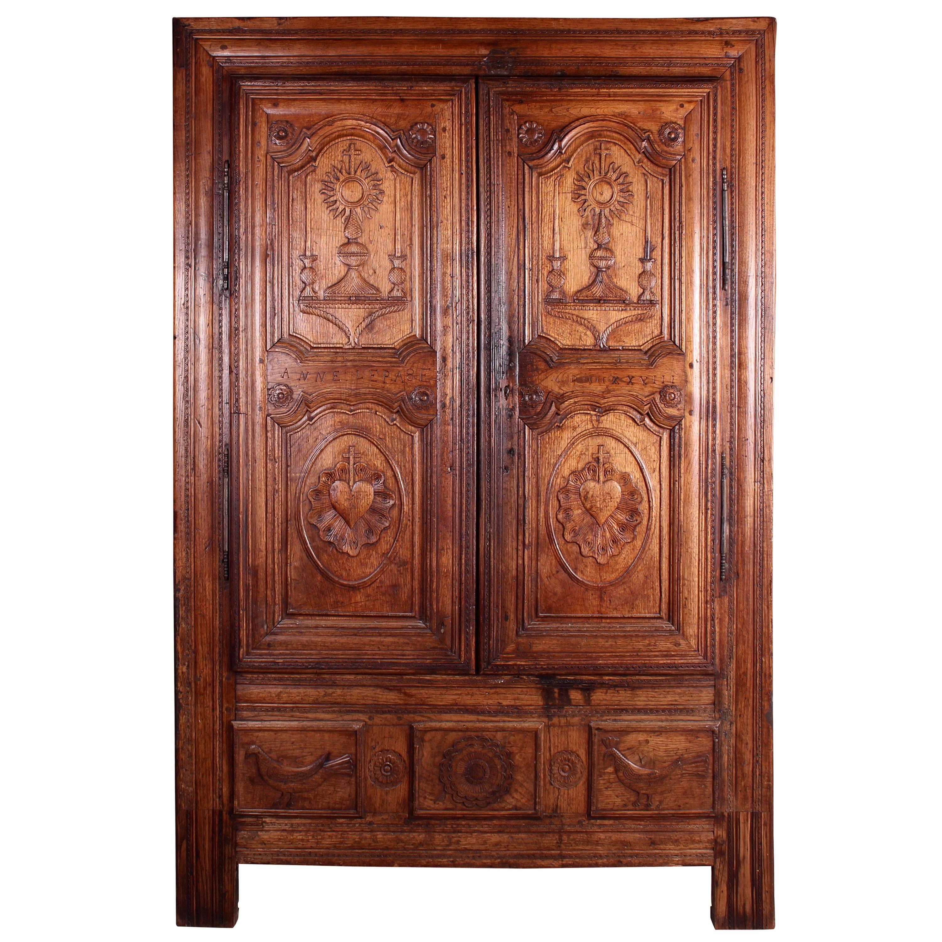 Eighteenth Century French Oak Breton Wardrobe or Cupboard