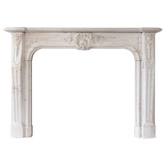 Eighteenth Century French Veined Statuary Marble Fireplace