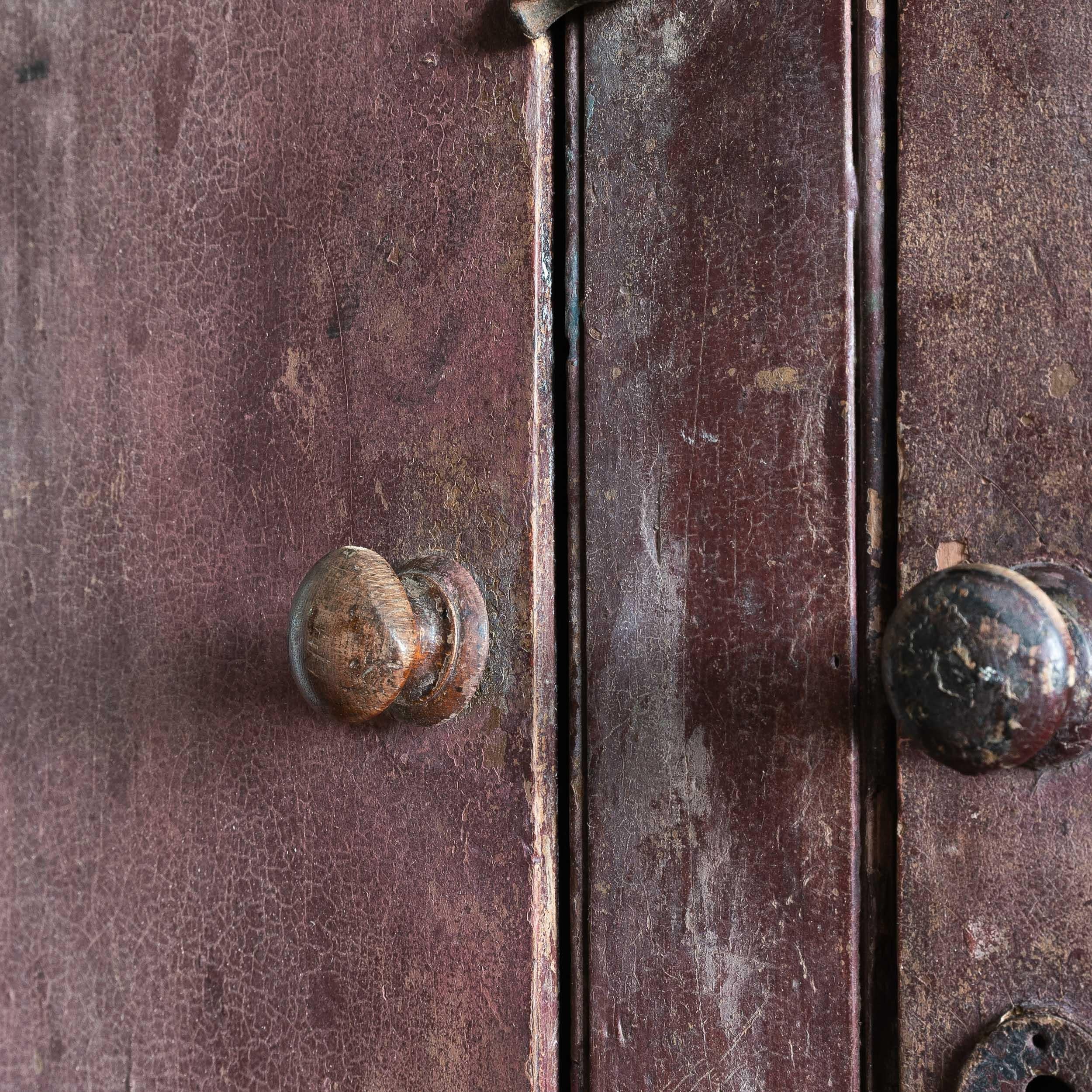 Eighteenth Century Painted Cupboard With Richly Patinated Surface For Sale 5