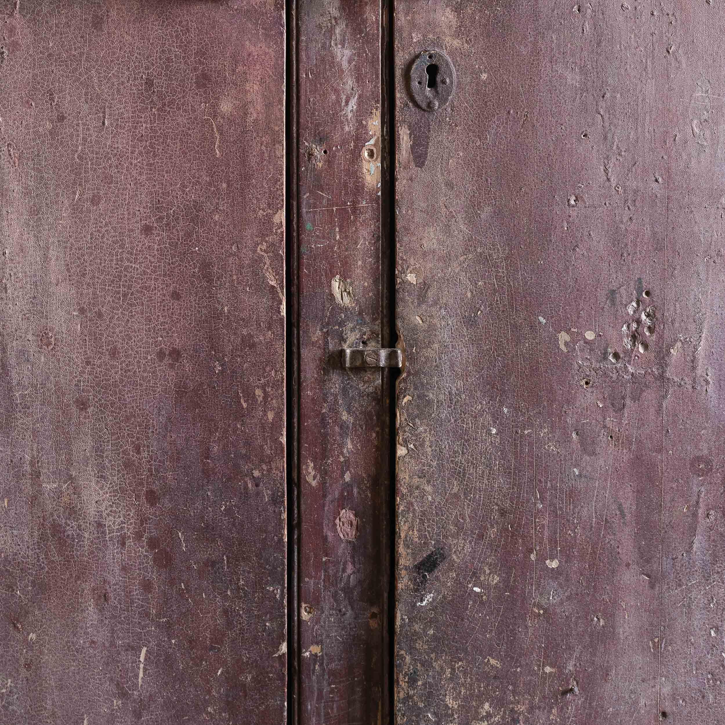 Eighteenth Century Painted Cupboard With Richly Patinated Surface For Sale 6