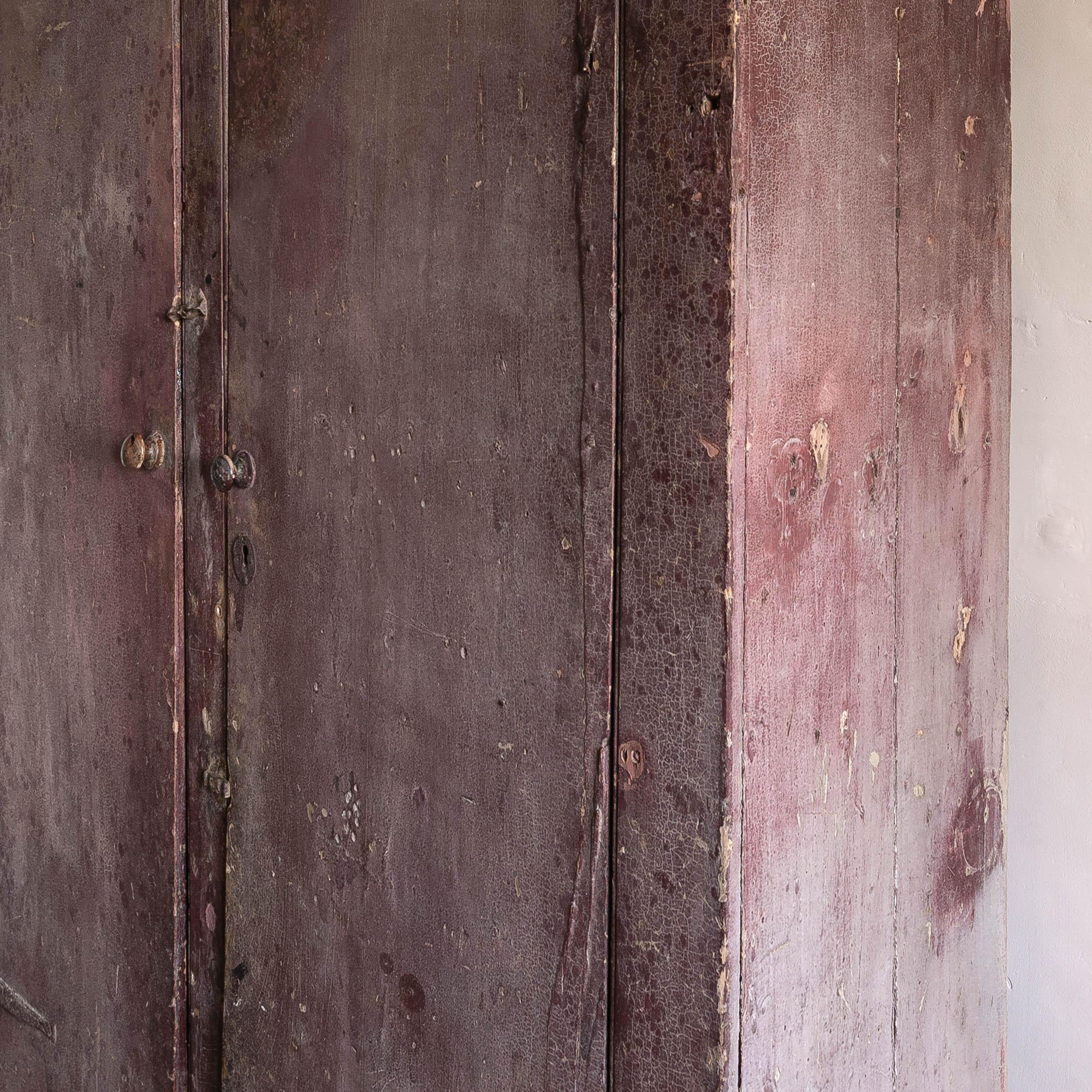 Eighteenth Century Painted Cupboard With Richly Patinated Surface For Sale 7
