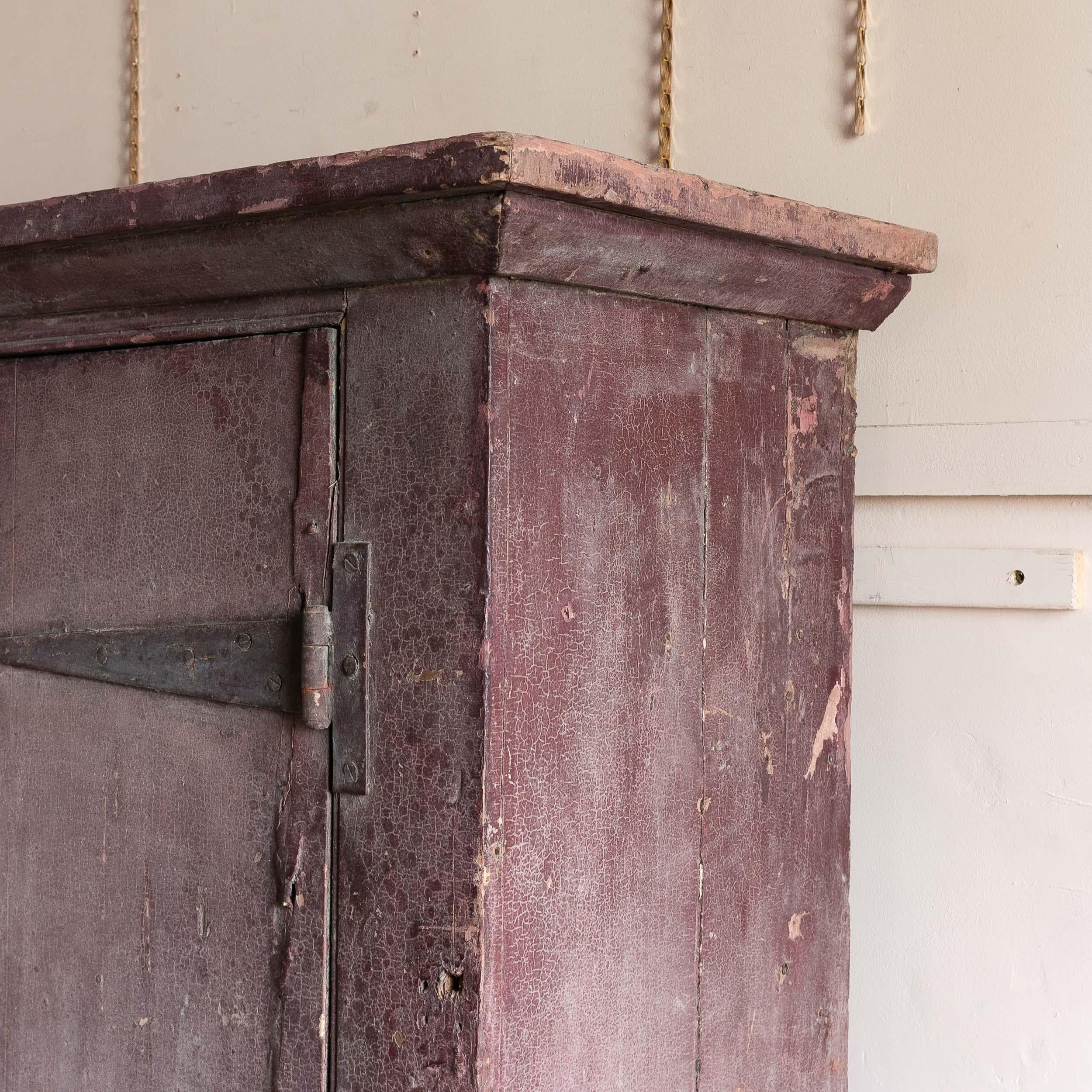 Eighteenth Century Painted Cupboard With Richly Patinated Surface For Sale 8