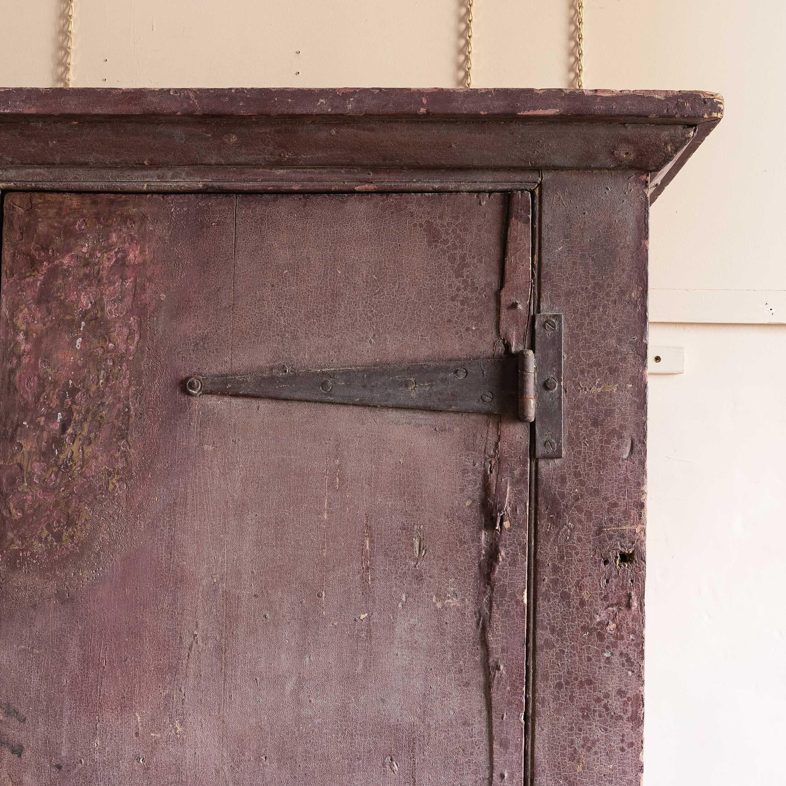 Eighteenth Century Painted Cupboard With Richly Patinated Surface For Sale 9