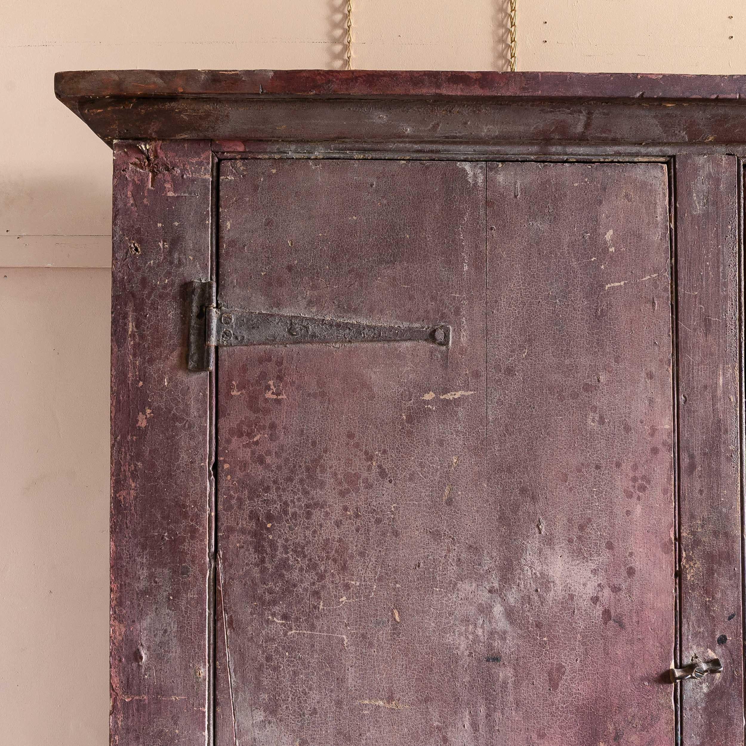 Eighteenth Century Painted Cupboard With Richly Patinated Surface For Sale 10