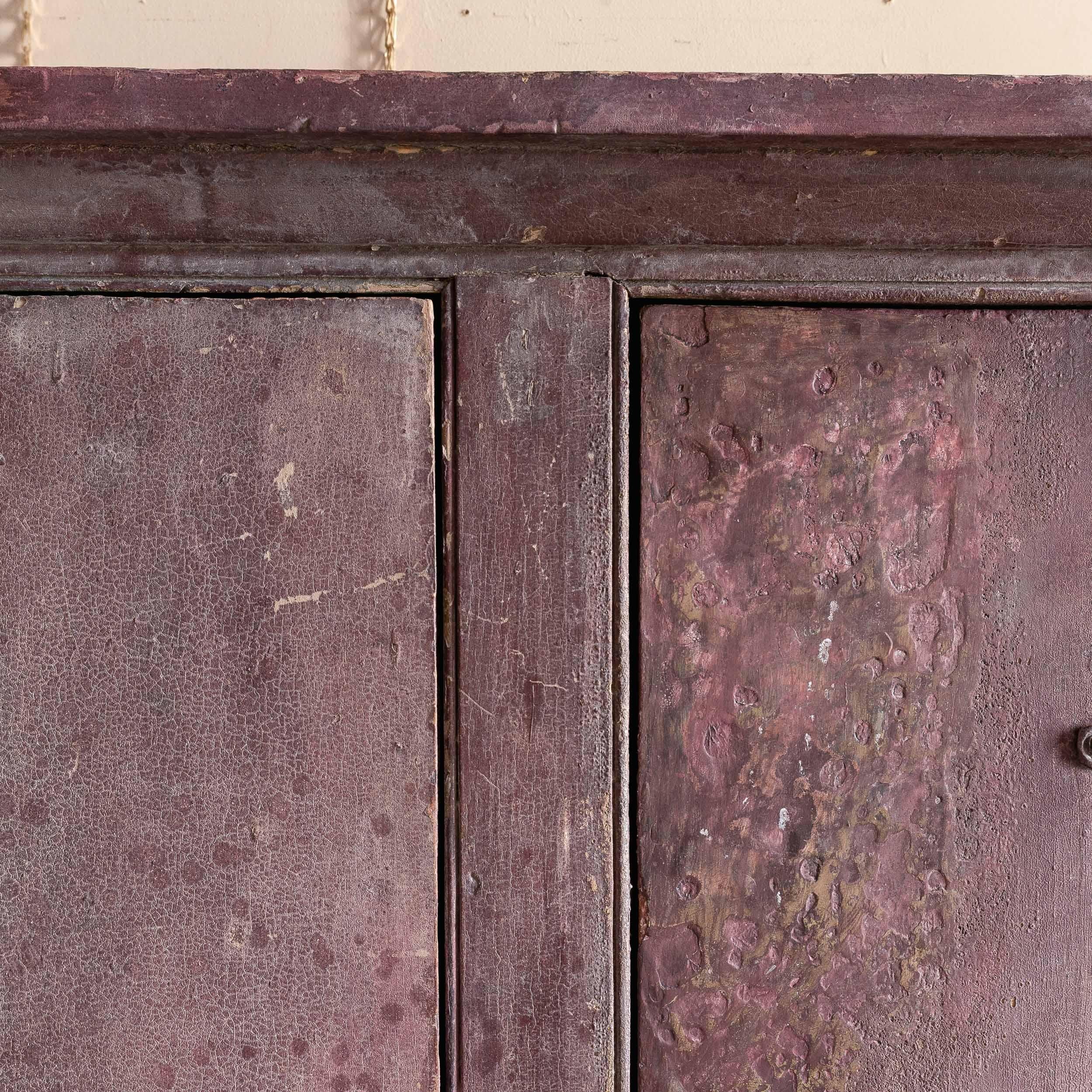 Eighteenth Century Painted Cupboard With Richly Patinated Surface For Sale 11