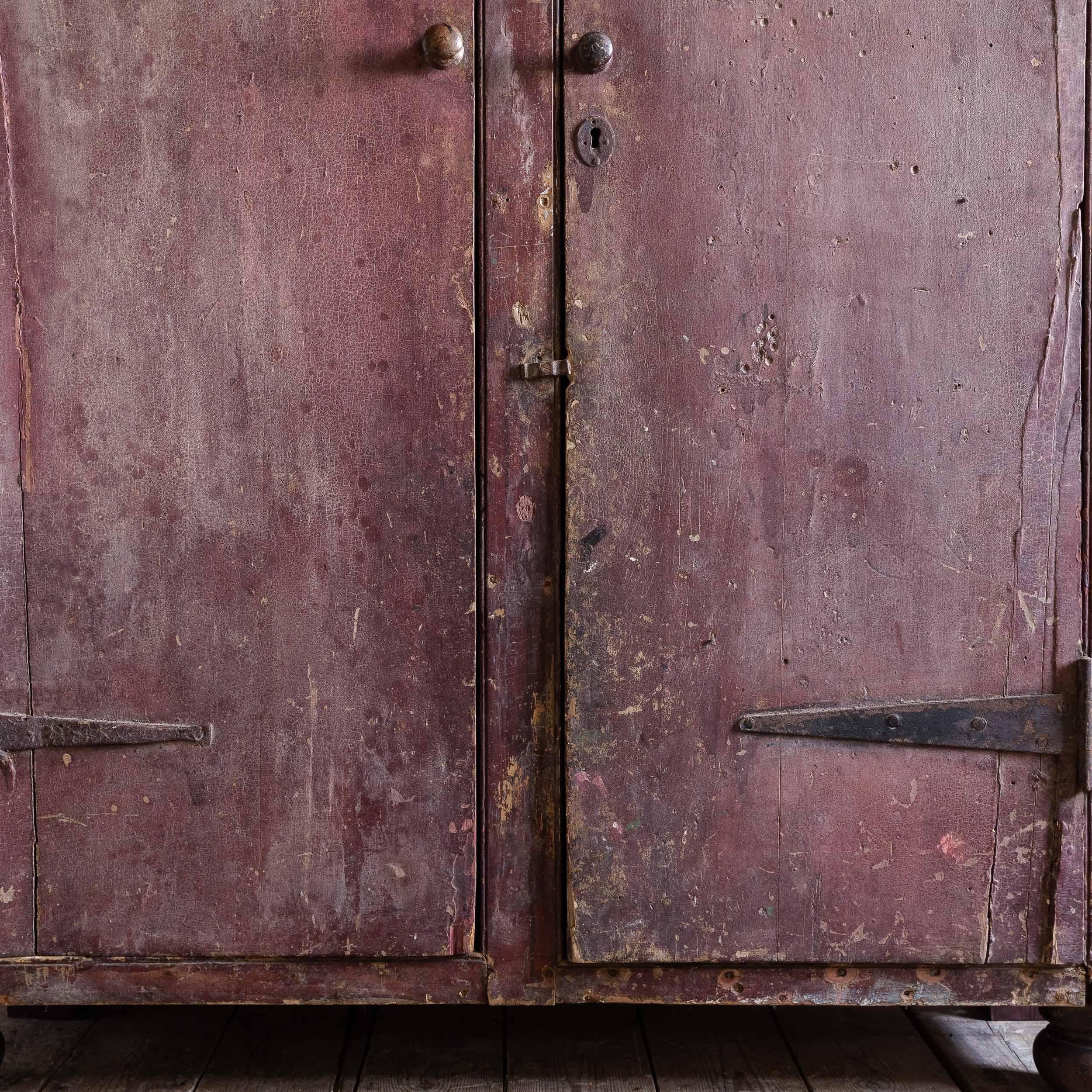 Eighteenth Century Painted Cupboard With Richly Patinated Surface For Sale 12