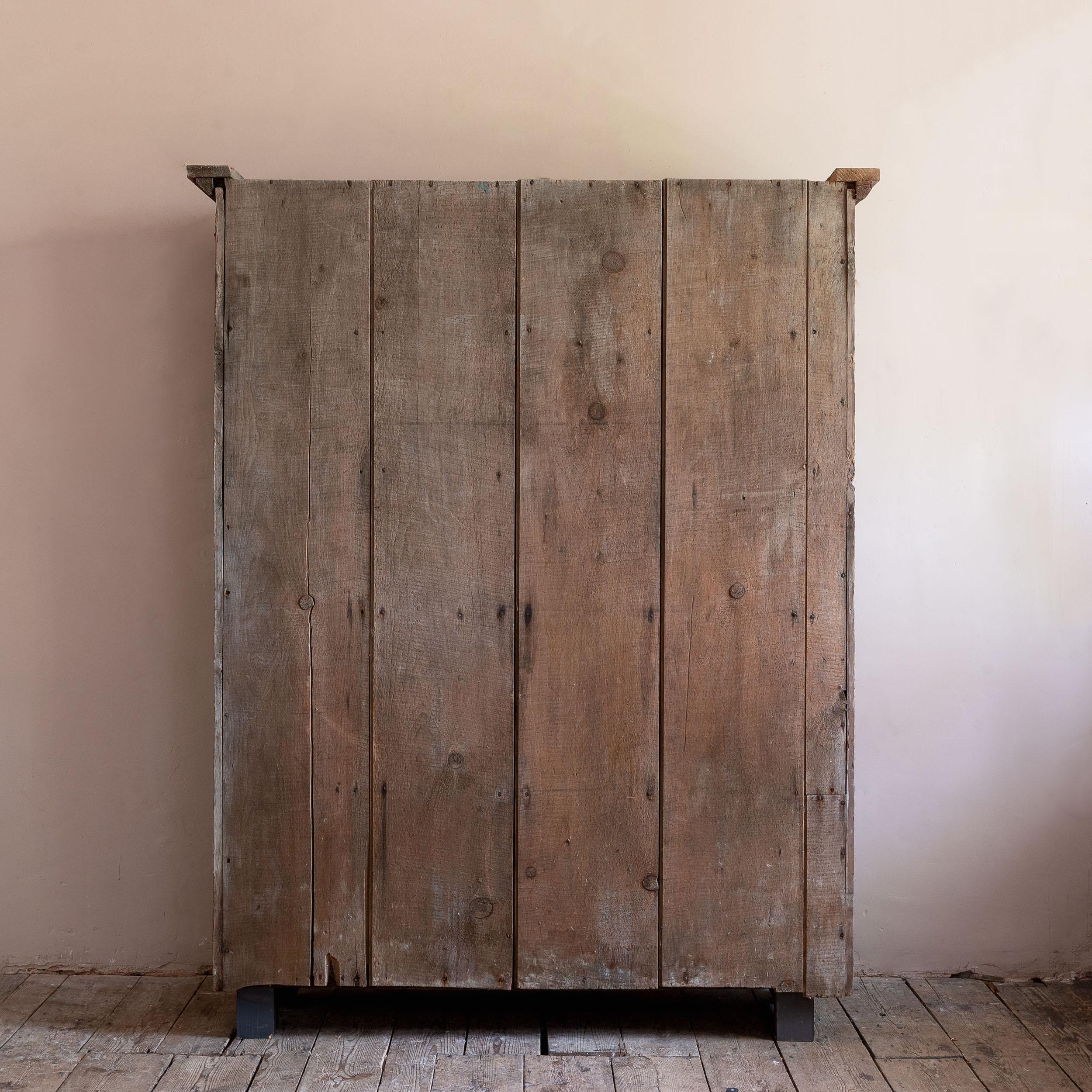 Eighteenth Century Painted Cupboard With Richly Patinated Surface For Sale 13