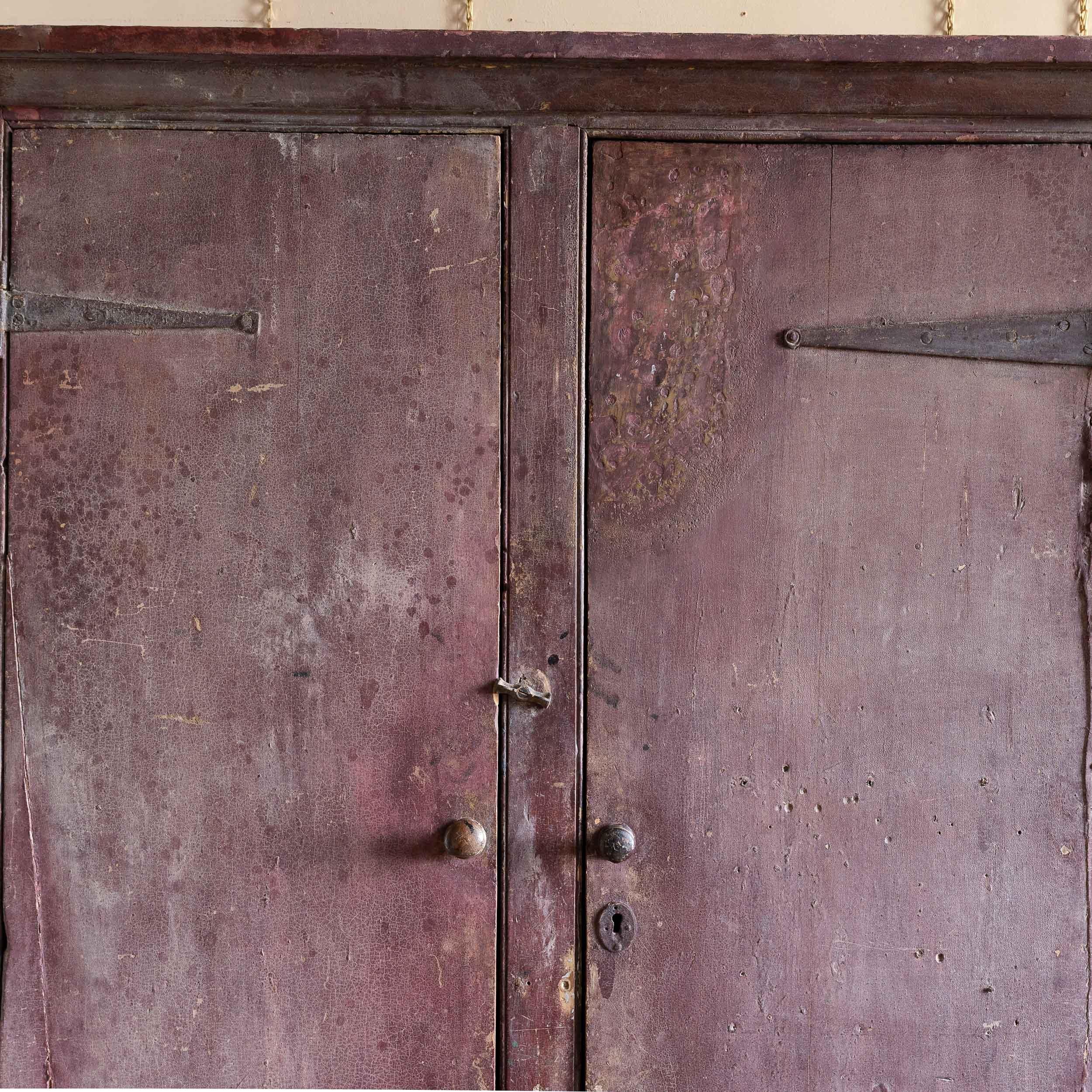 18th Century and Earlier Eighteenth Century Painted Cupboard With Richly Patinated Surface For Sale