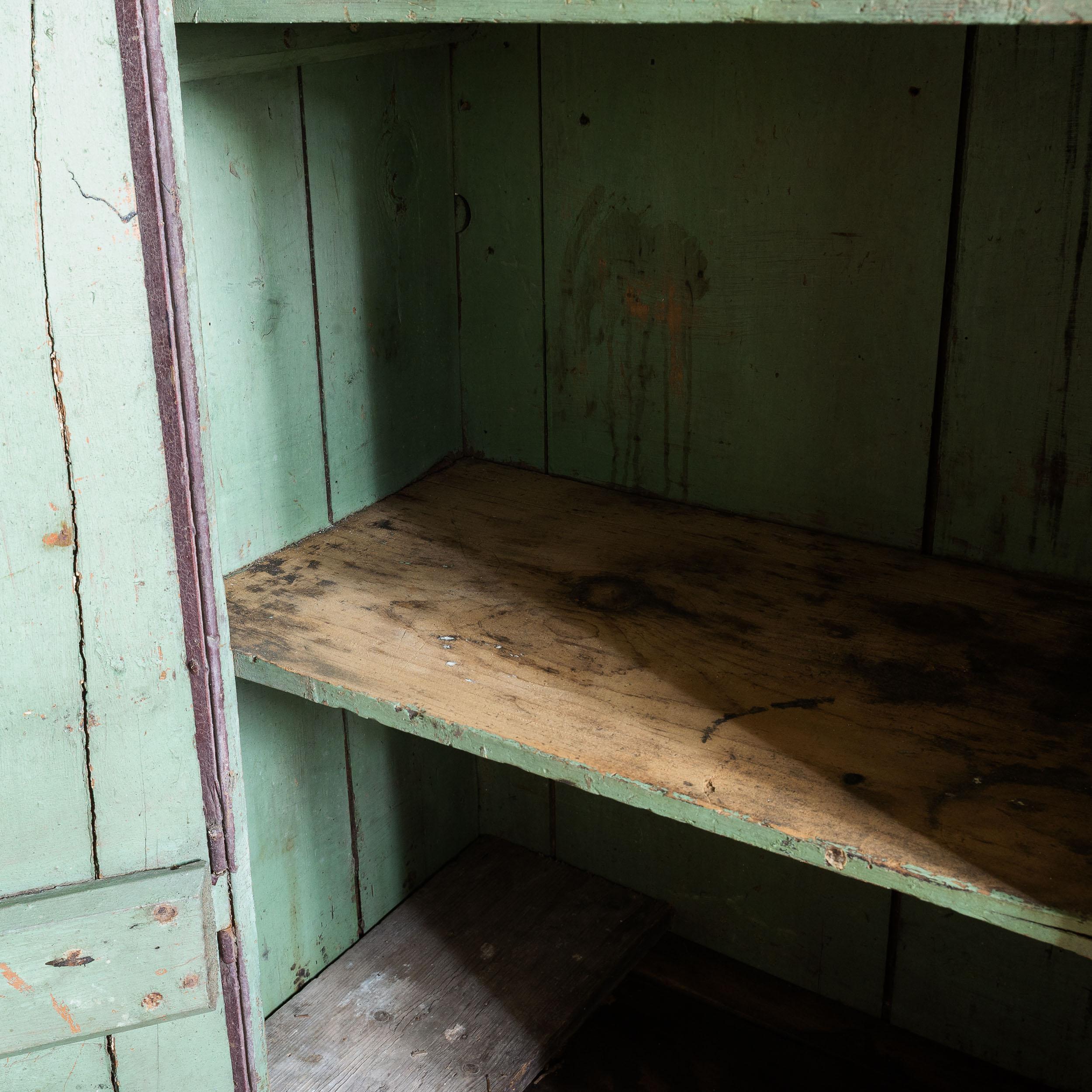 Eighteenth Century Painted Cupboard With Richly Patinated Surface For Sale 1