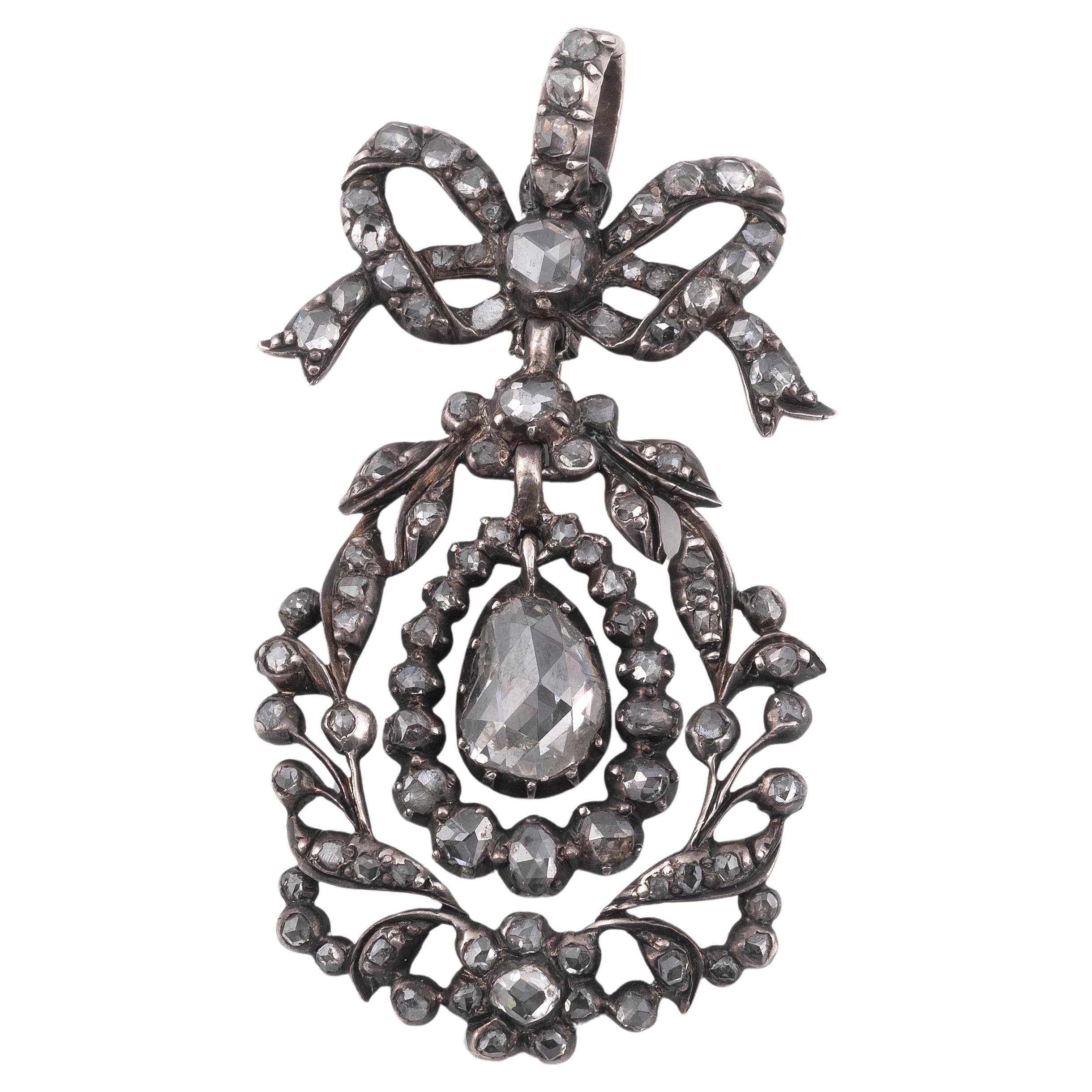 Pendentif flamand ancien avec diamant circa 1780 en vente