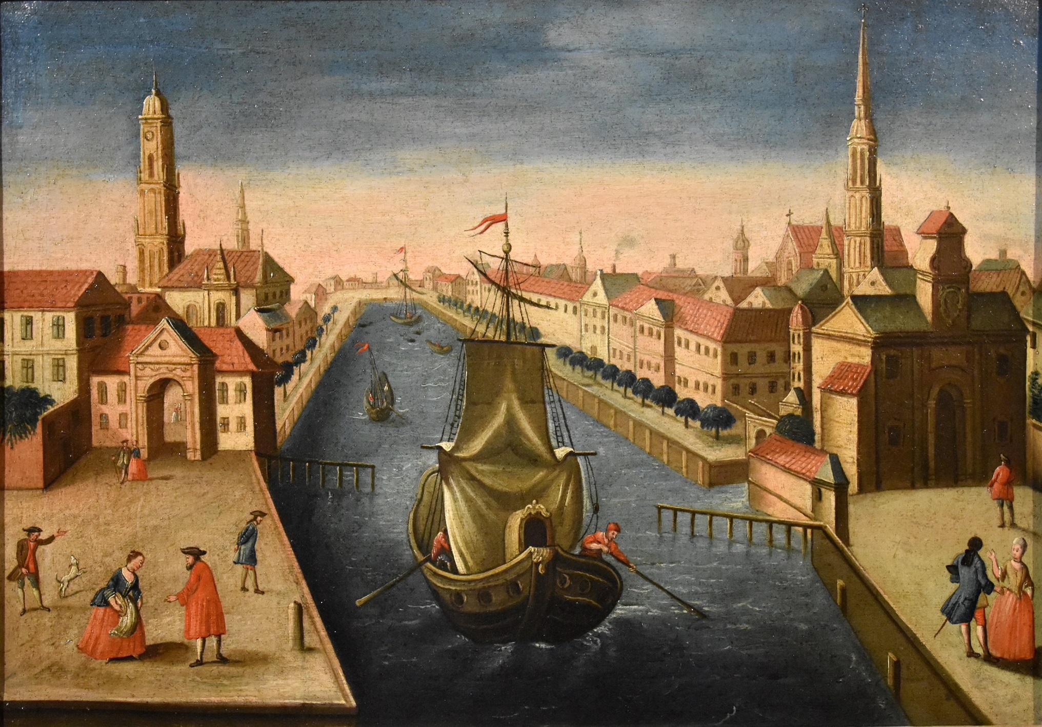 Rotterdam Port See Italian Paint Huile sur toile  XVIIIe siècle Vieux maître flamand en vente 5