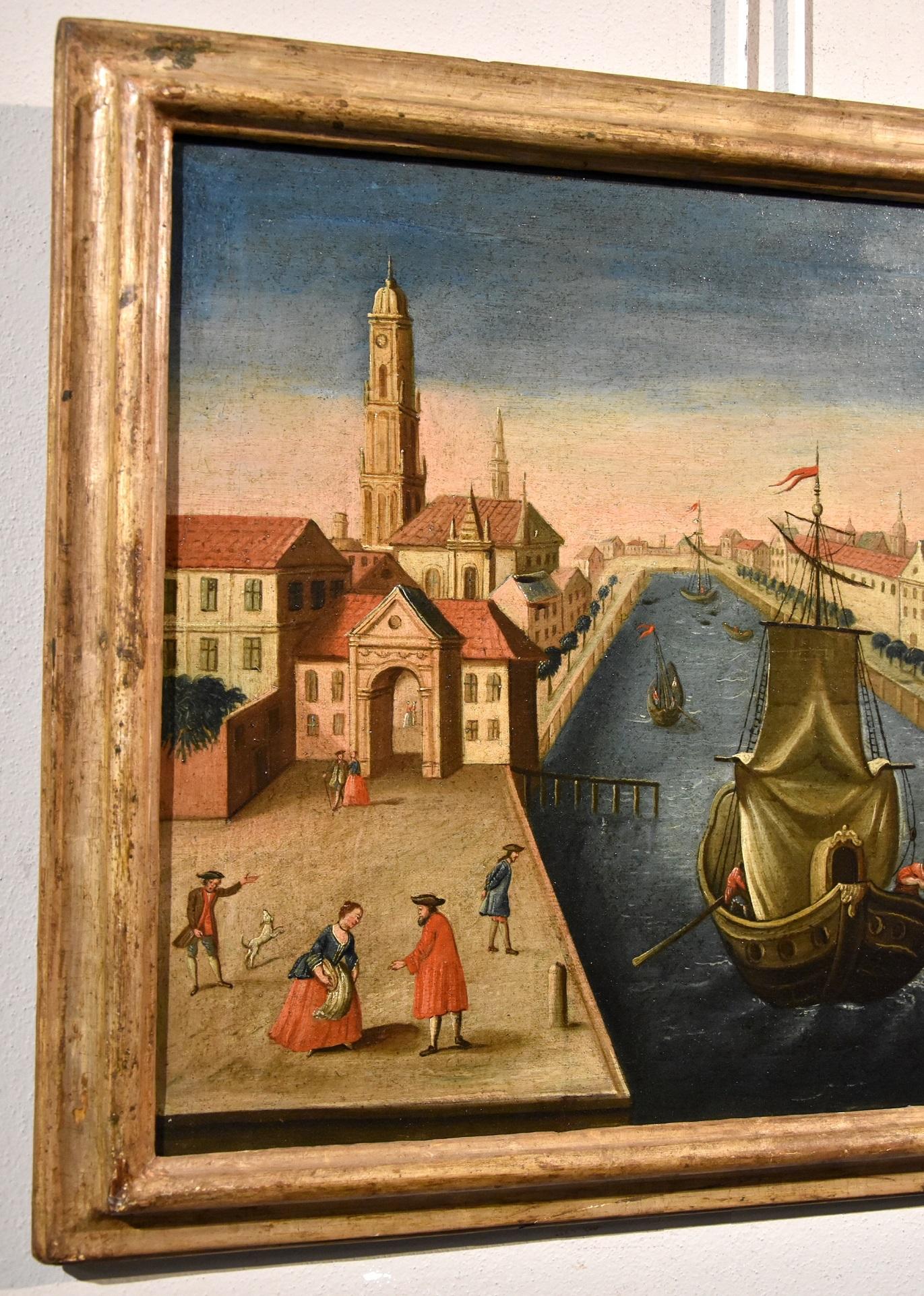Rotterdam Port See Italian Paint Huile sur toile  XVIIIe siècle Vieux maître flamand en vente 6