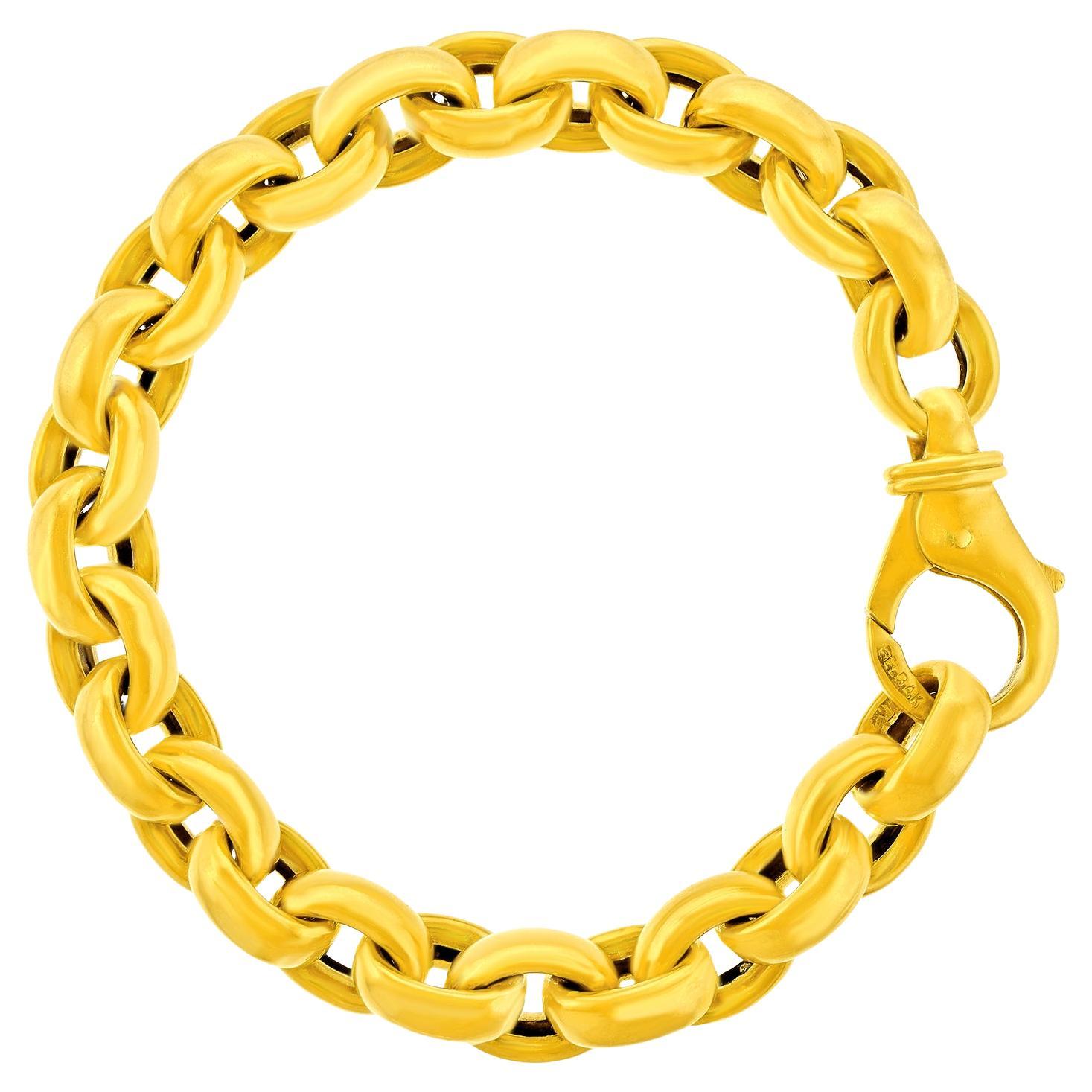 Eighties Fashion 18k Gold Rolo Bracelet For Sale