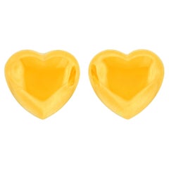 Eighties Pop Art Polished Gold "Heart" Earrings