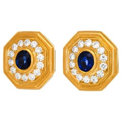 Retro Eighties Sapphire and Diamond Earrings