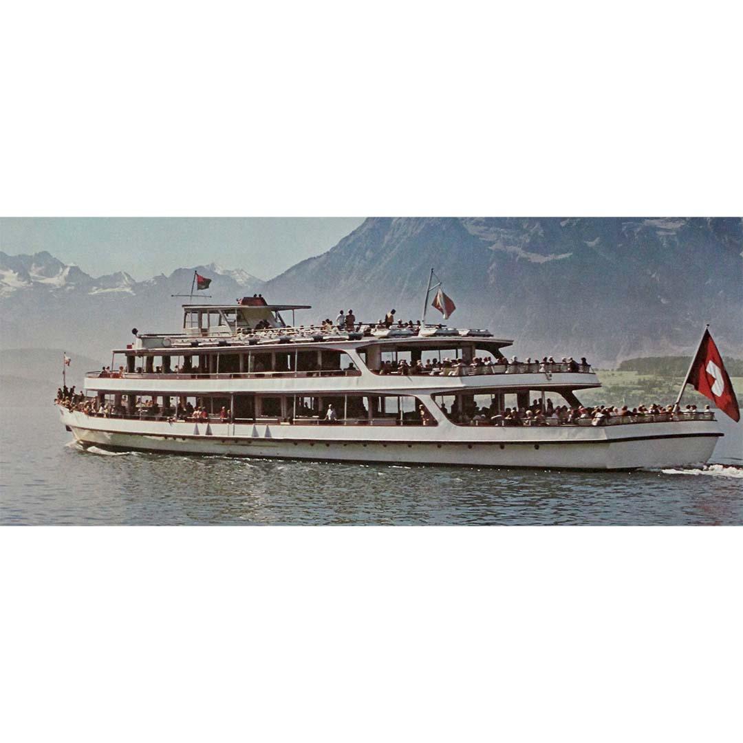 Original travel poster Beauty of Lake Thun Oberland Bernois Swiss region For Sale 1