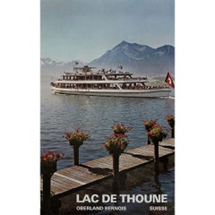 Vintage Original travel poster Beauty of Lake Thun Oberland Bernois Swiss region
