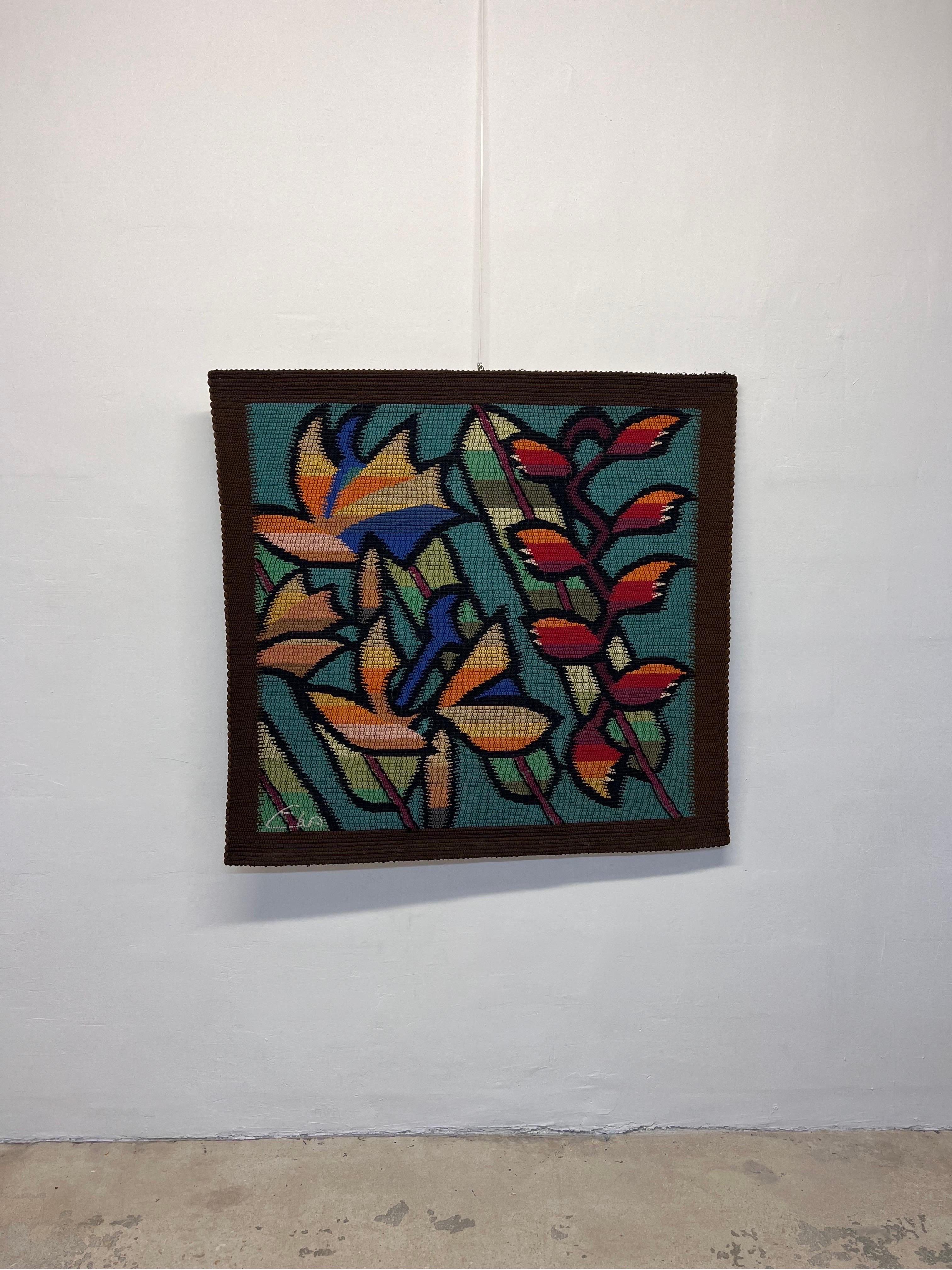 Eila Ampula Brazilian Modern Floral Wall Art Talestry For Sale 3