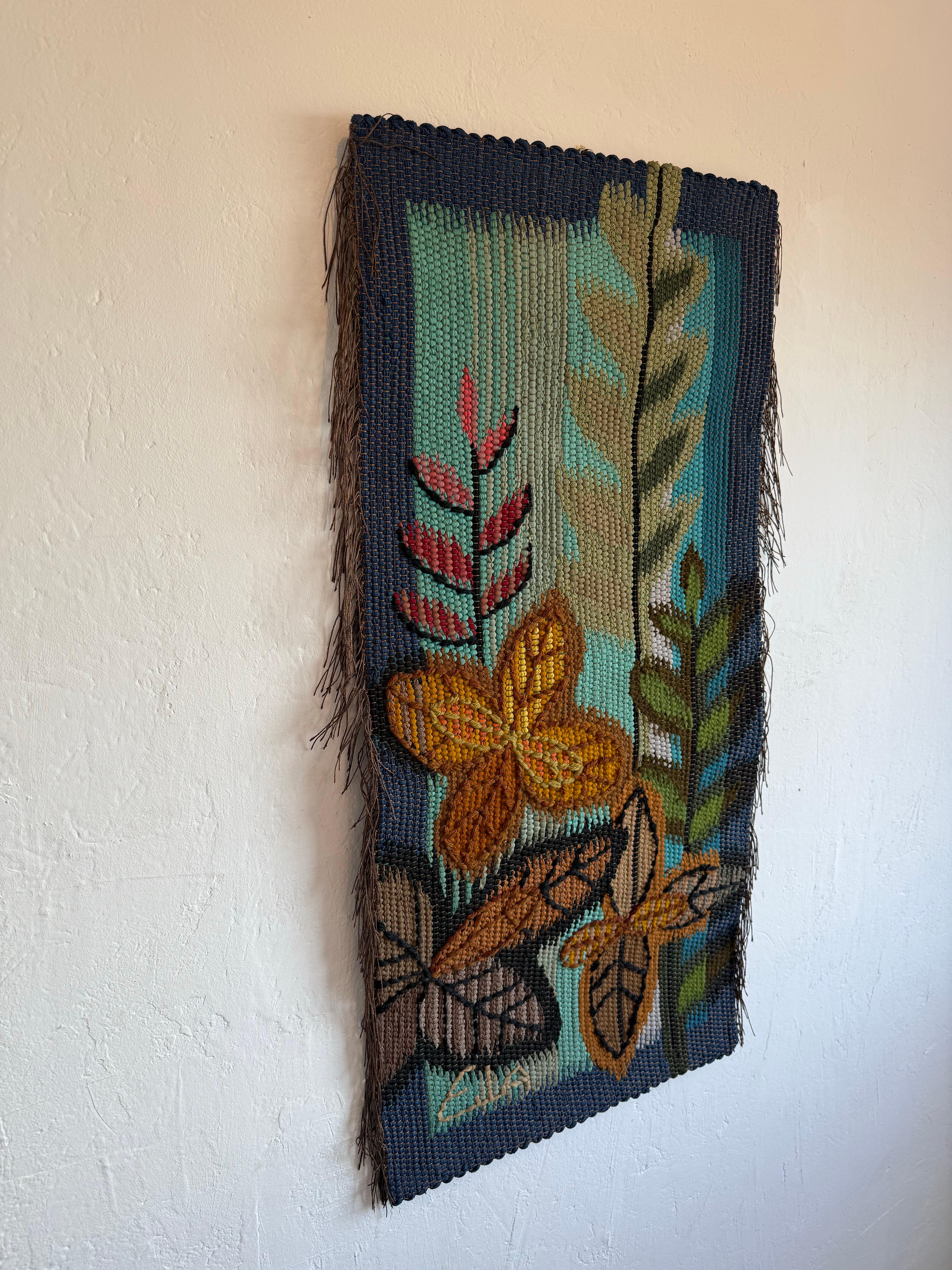 Mid-Century Modern Eila Ampula Brazilian Modern Floral Wall Art Talestry For Sale