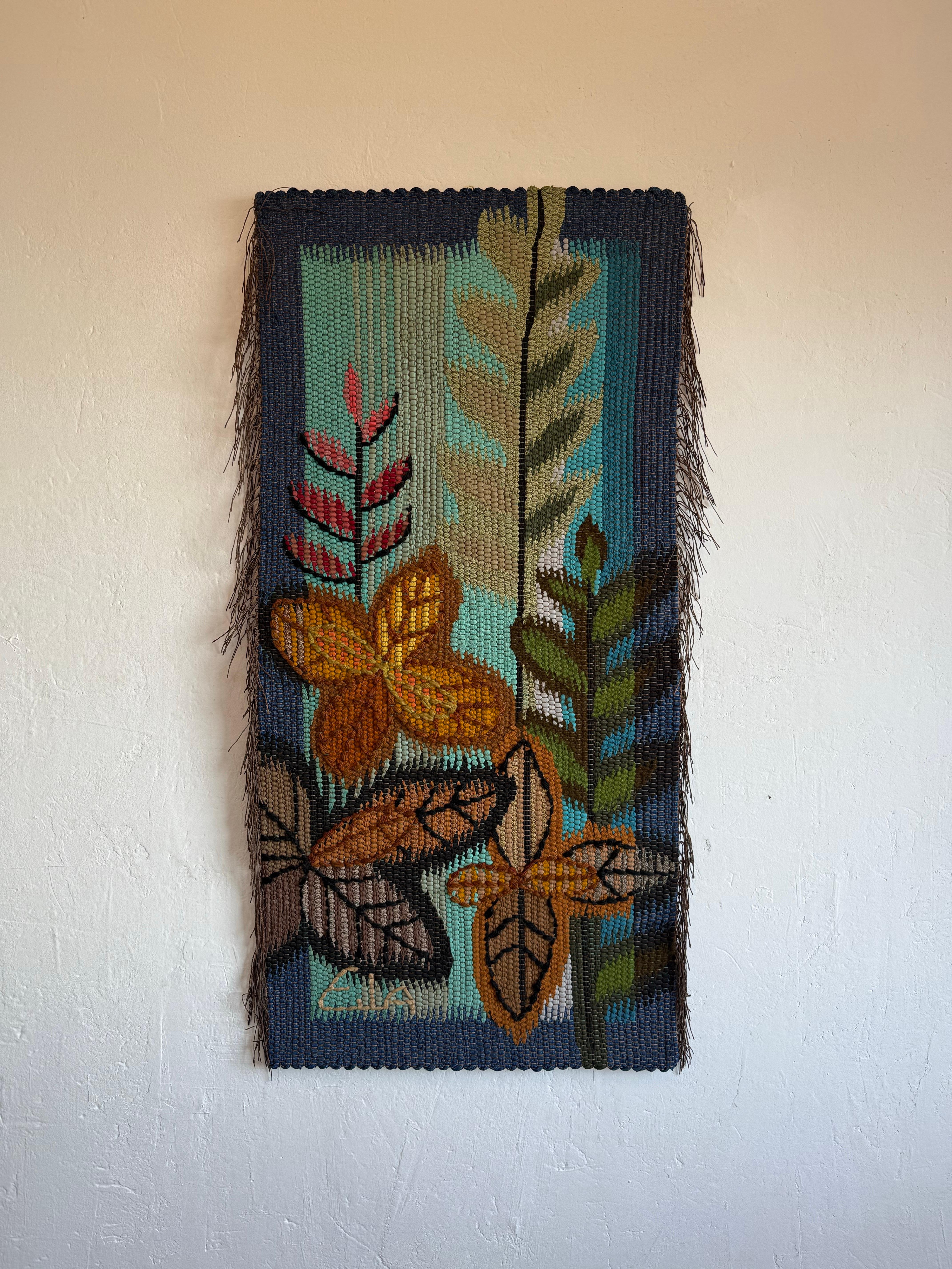 20th Century Eila Ampula Brazilian Modern Floral Wall Art Talestry For Sale