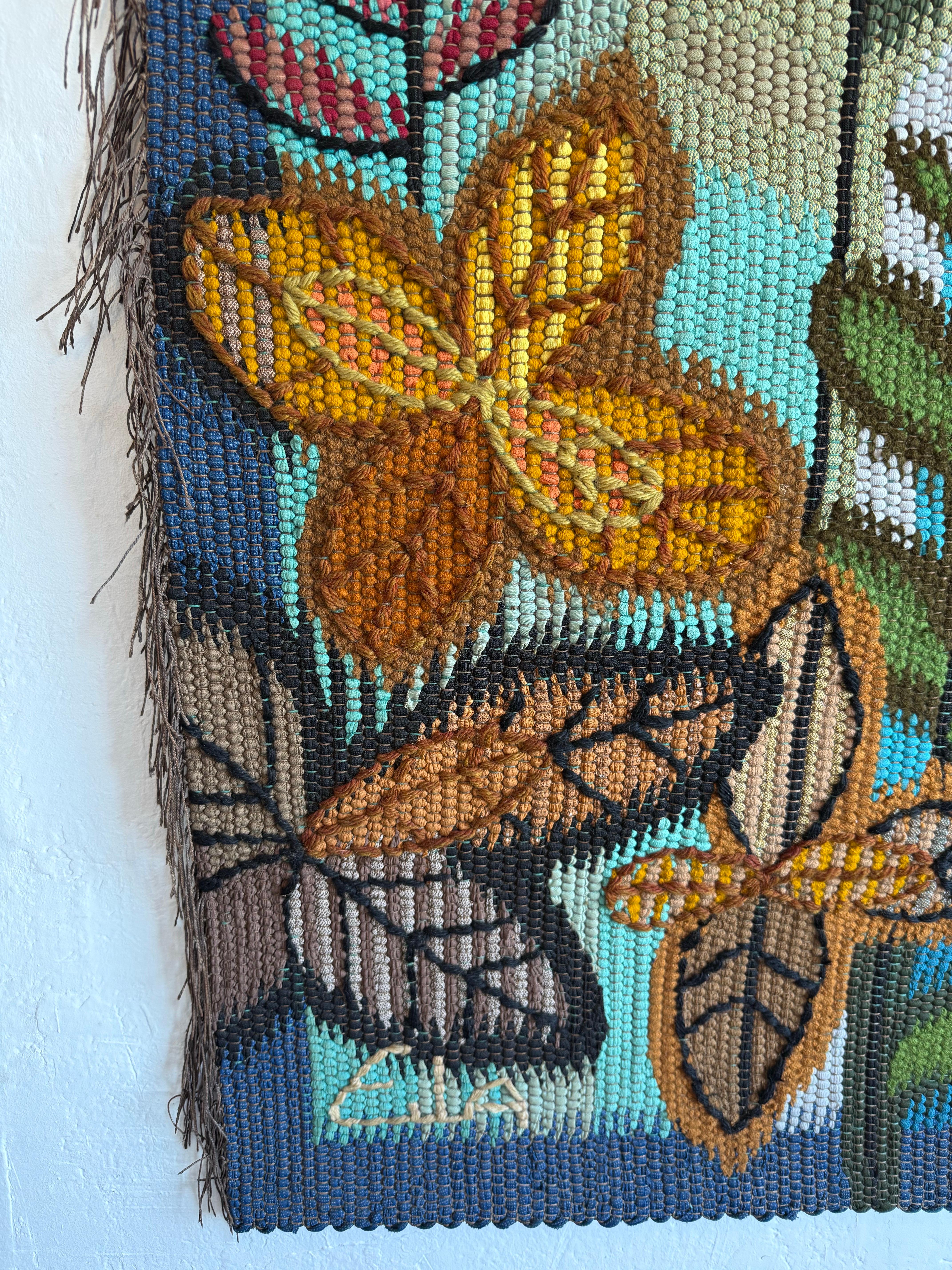 Natural Fiber Eila Ampula Brazilian Modern Floral Wall Art Talestry For Sale