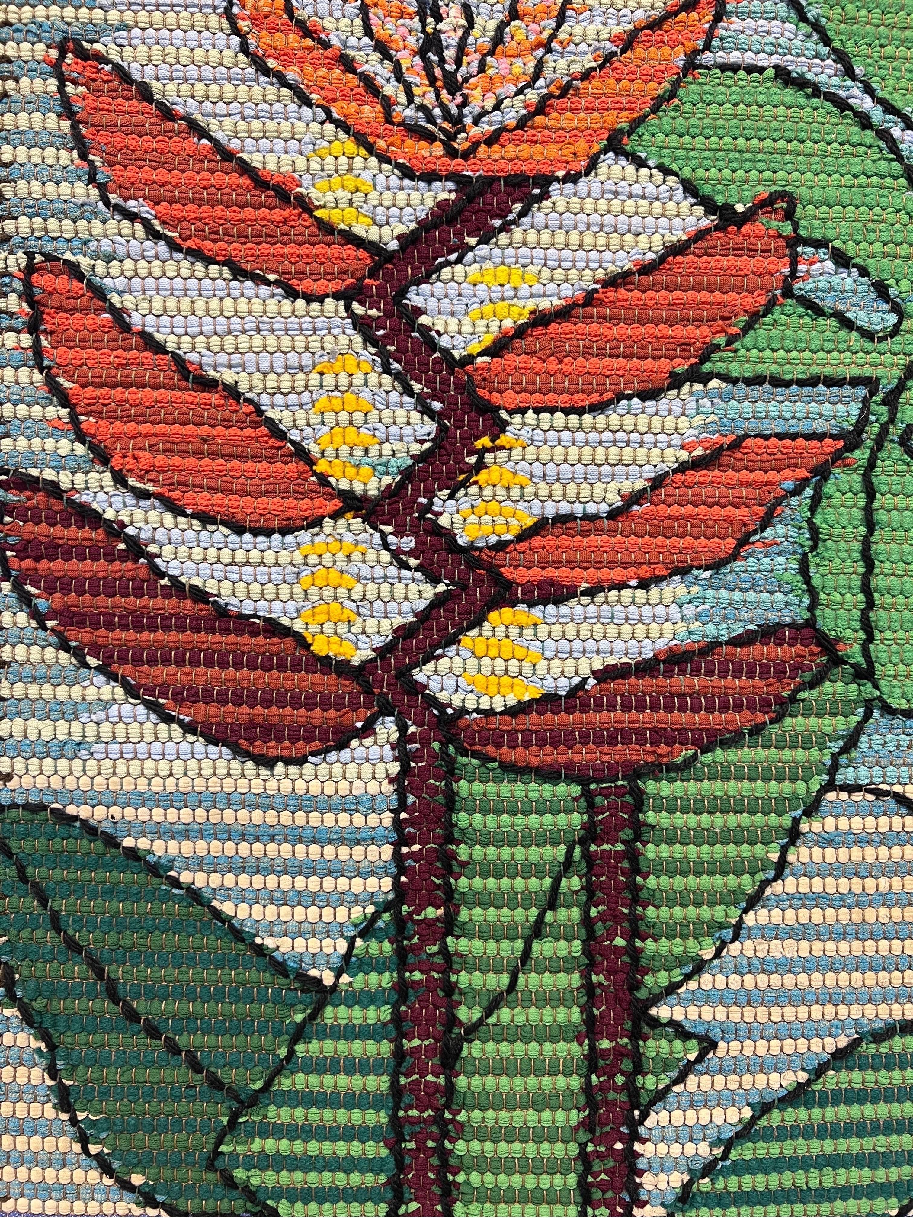 Eila Ampula Brazilian Modern Floral Wall Art Talestry For Sale 1