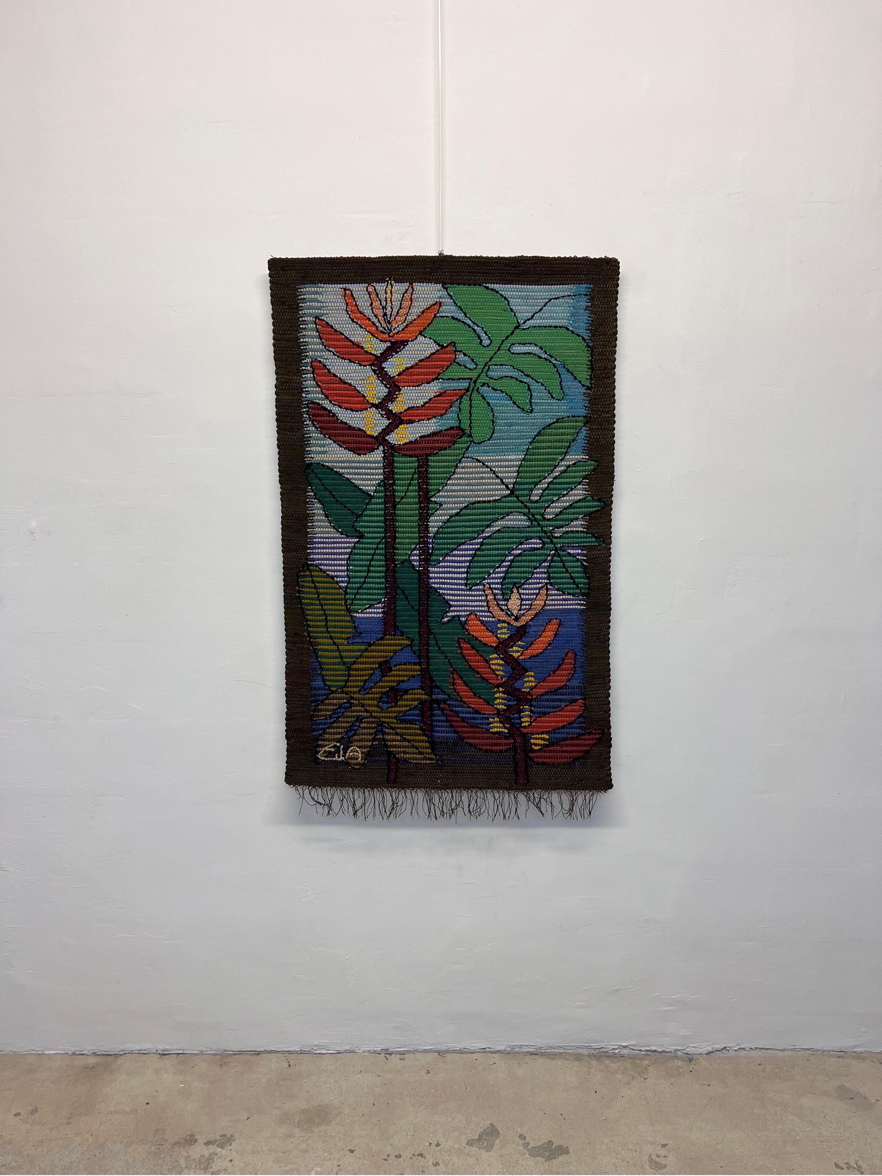 Eila Ampula Brazilian Modern Floral Wall Art Talestry For Sale 1