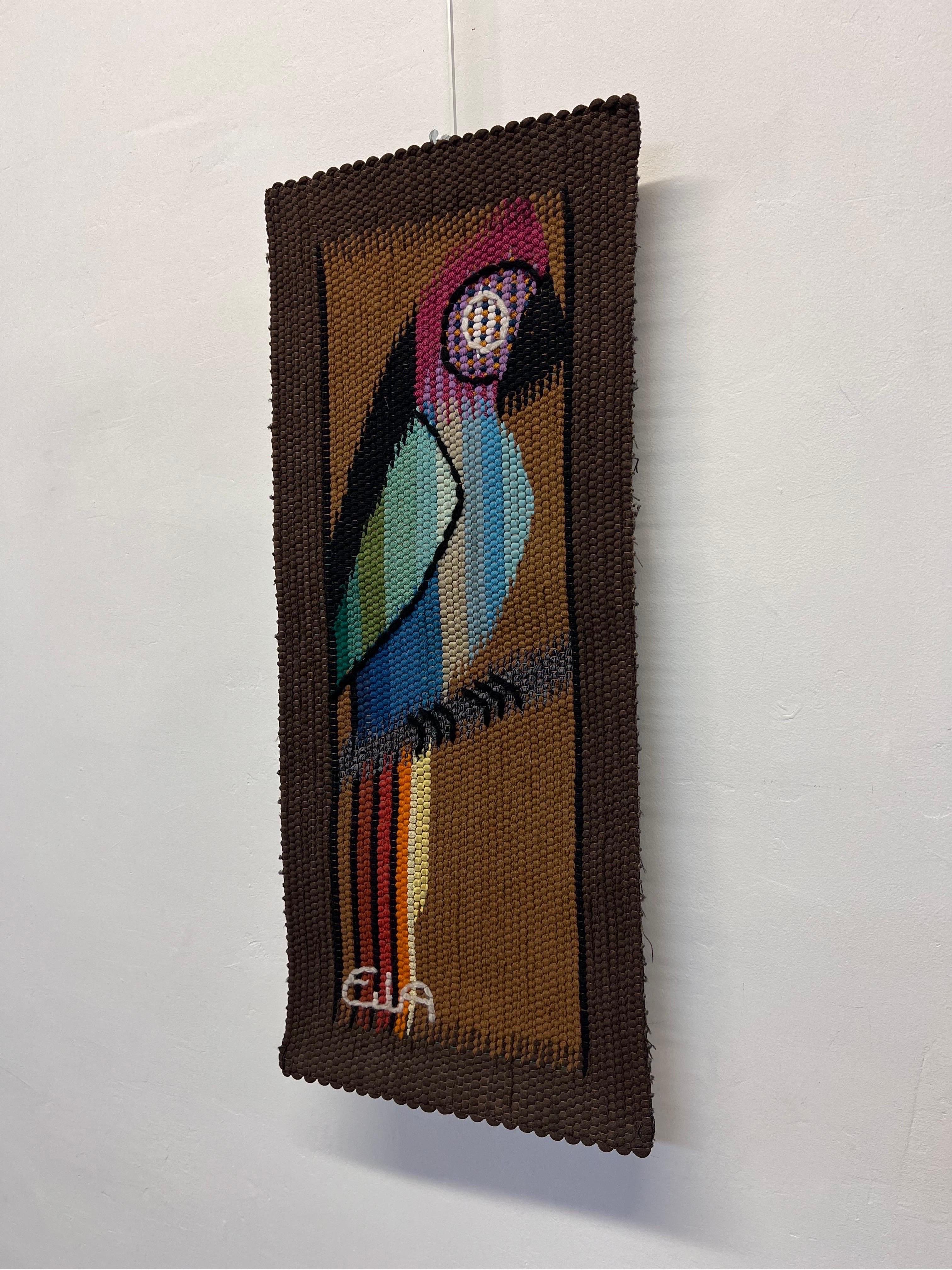 Organic Modern Eila Ampula Brazilian Modern Parrot Wall Art Tapestry For Sale