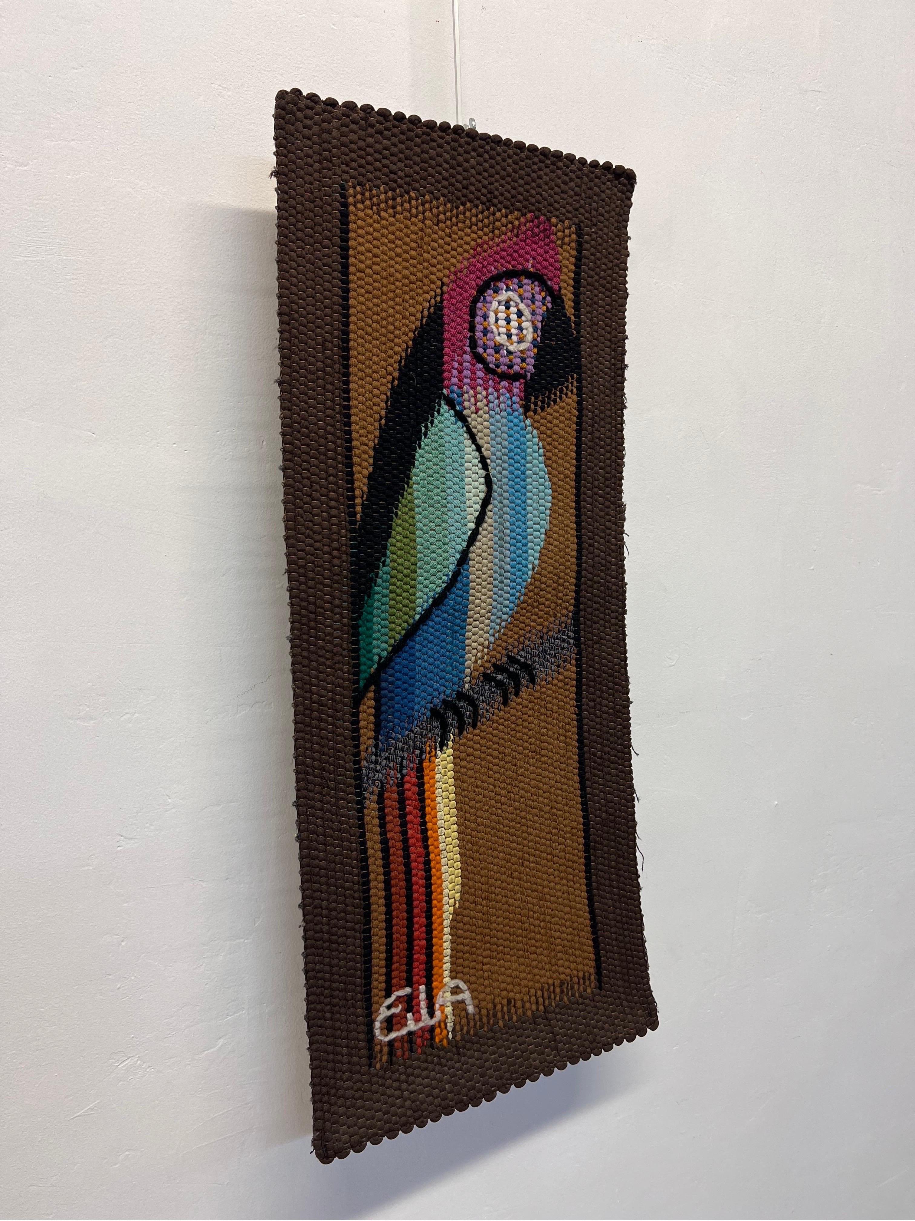 Eila Ampula Brazilian Modern Parrot Wall Art Tapestry In Good Condition For Sale In Miami, FL