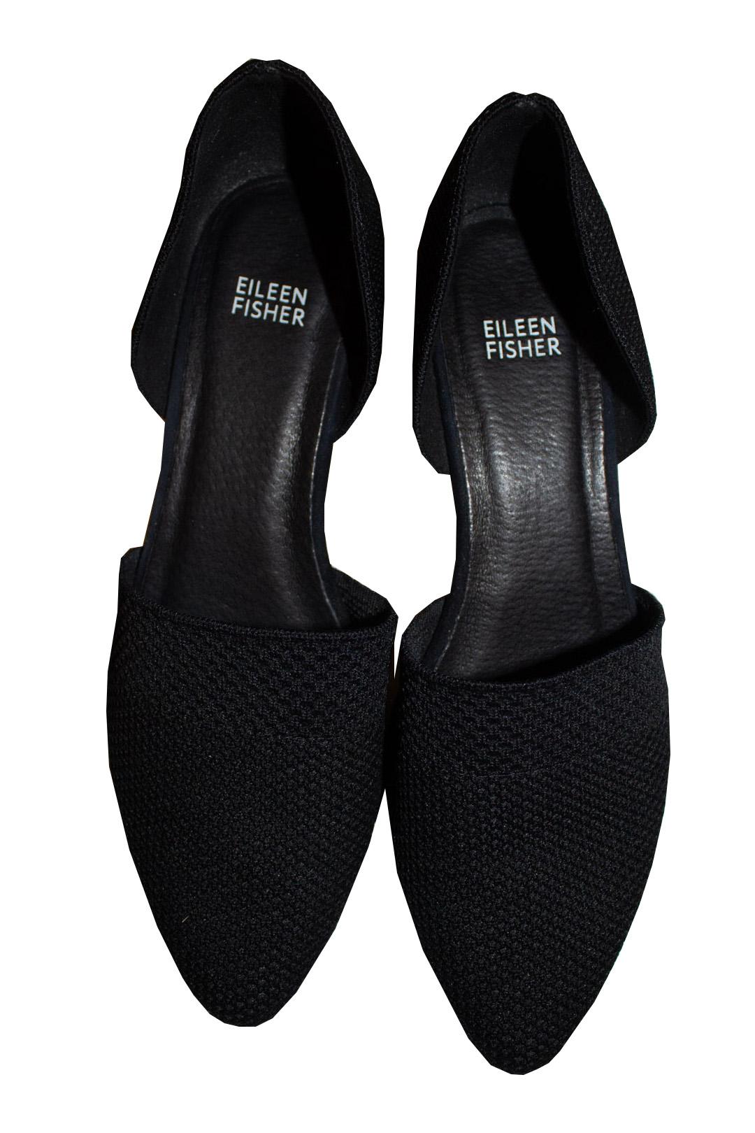 Eileen Fisher  Black Shoes with Interesting Heel For Sale 2