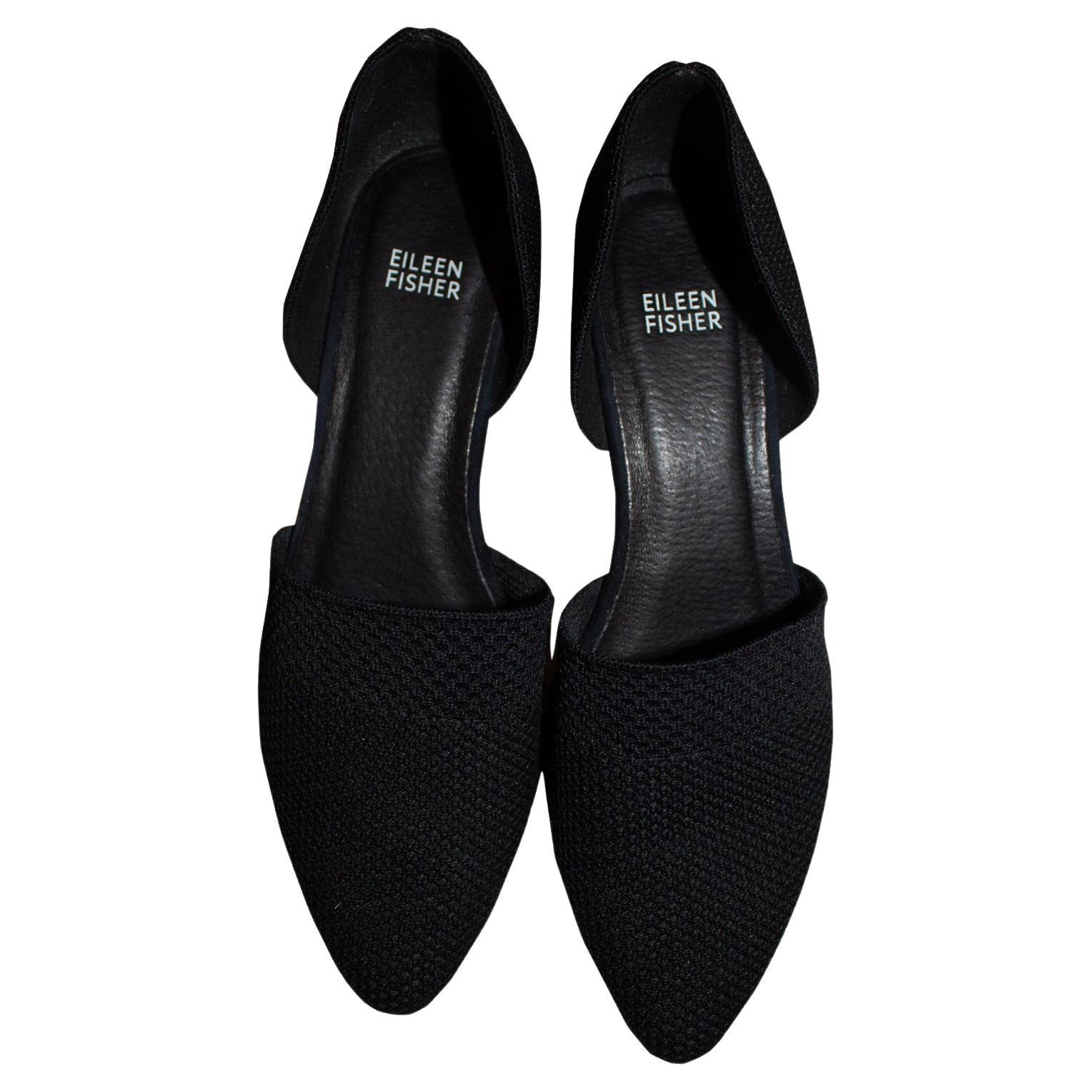 Eileen Fisher  Black Shoes with Interesting Heel For Sale