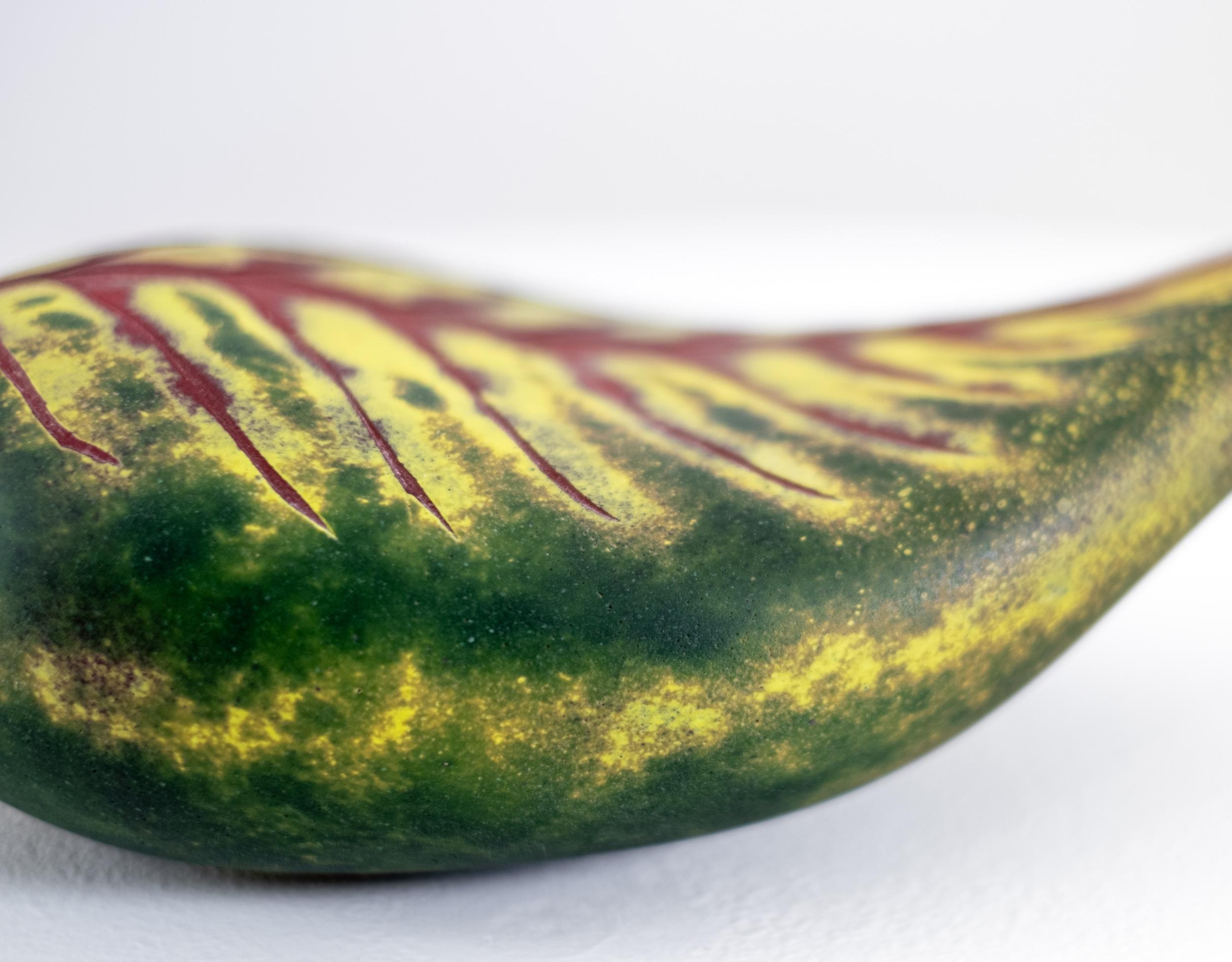 Fallen Leaf Green - contemporary, still-life, leaf, blown glass, sculpture For Sale 1