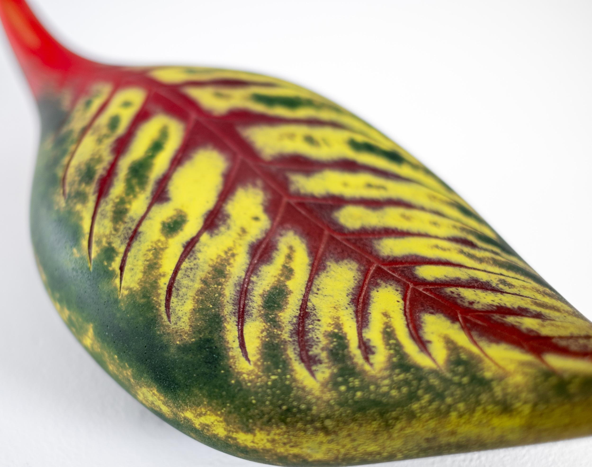 Fallen Leaf Green - contemporary, still-life, leaf, blown glass, sculpture For Sale 2