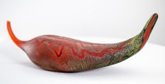 Fallen Leaf, Red and Green - zeitgenössisch, Stillleben, geblasenes Glas, Skulptur