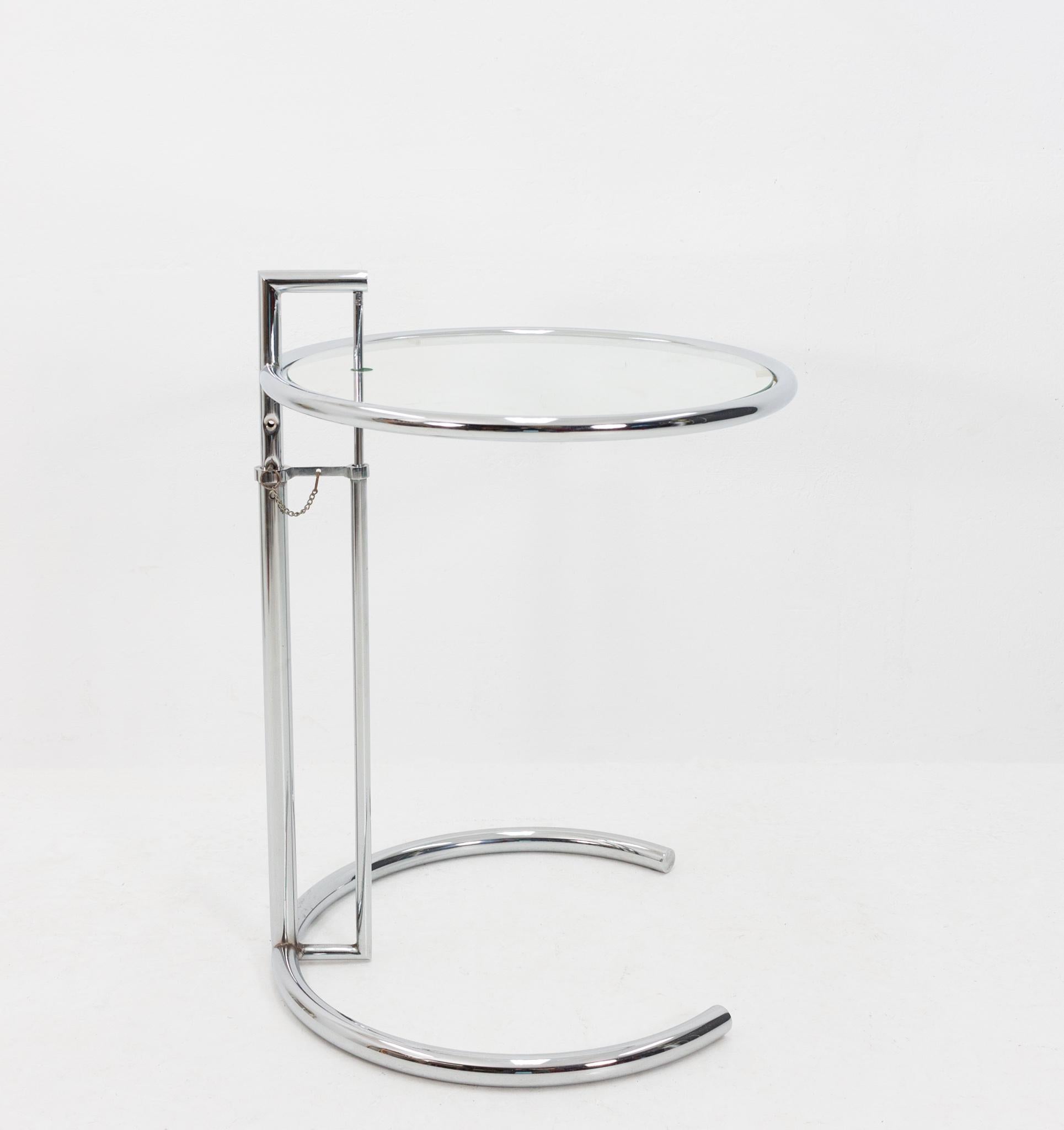 French Eileen Gray Adjustable Chrome Coffee Table E 1027