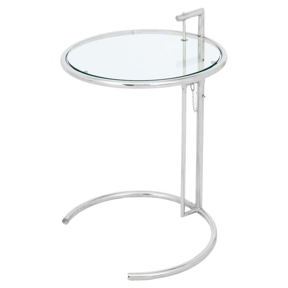 Eileen Gray Adjustable E 1027 Glass Top Side Table