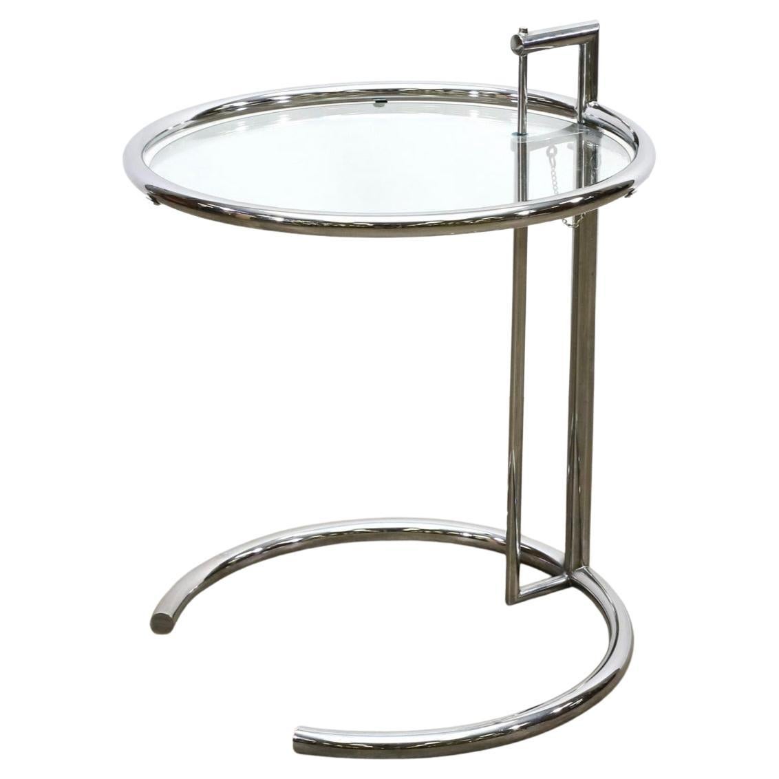 Eileen Gray Adjustable Side Table Chrome and Glass