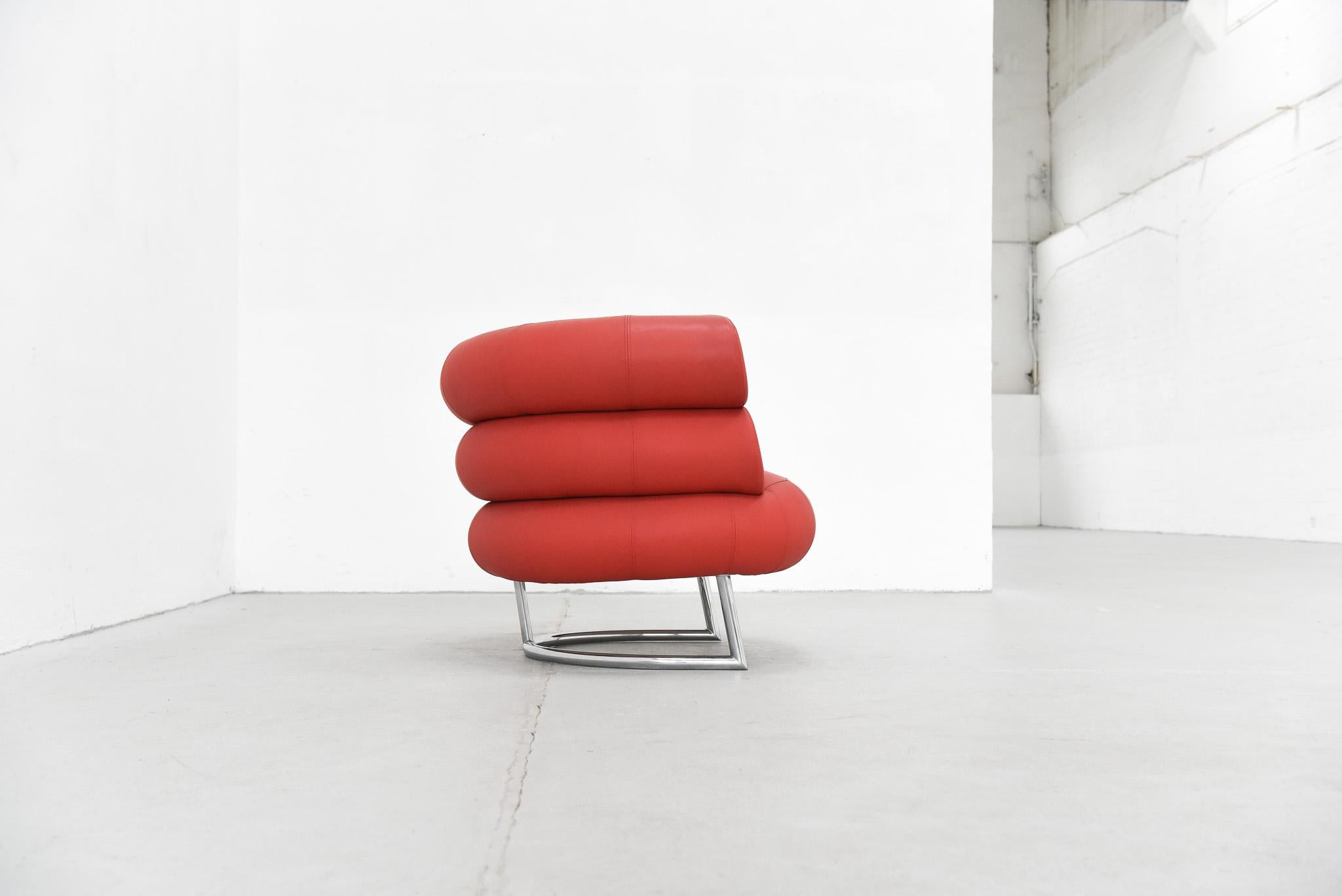German Eileen Gray Bibendum Ledersessel von ClassiCon in rot 1926