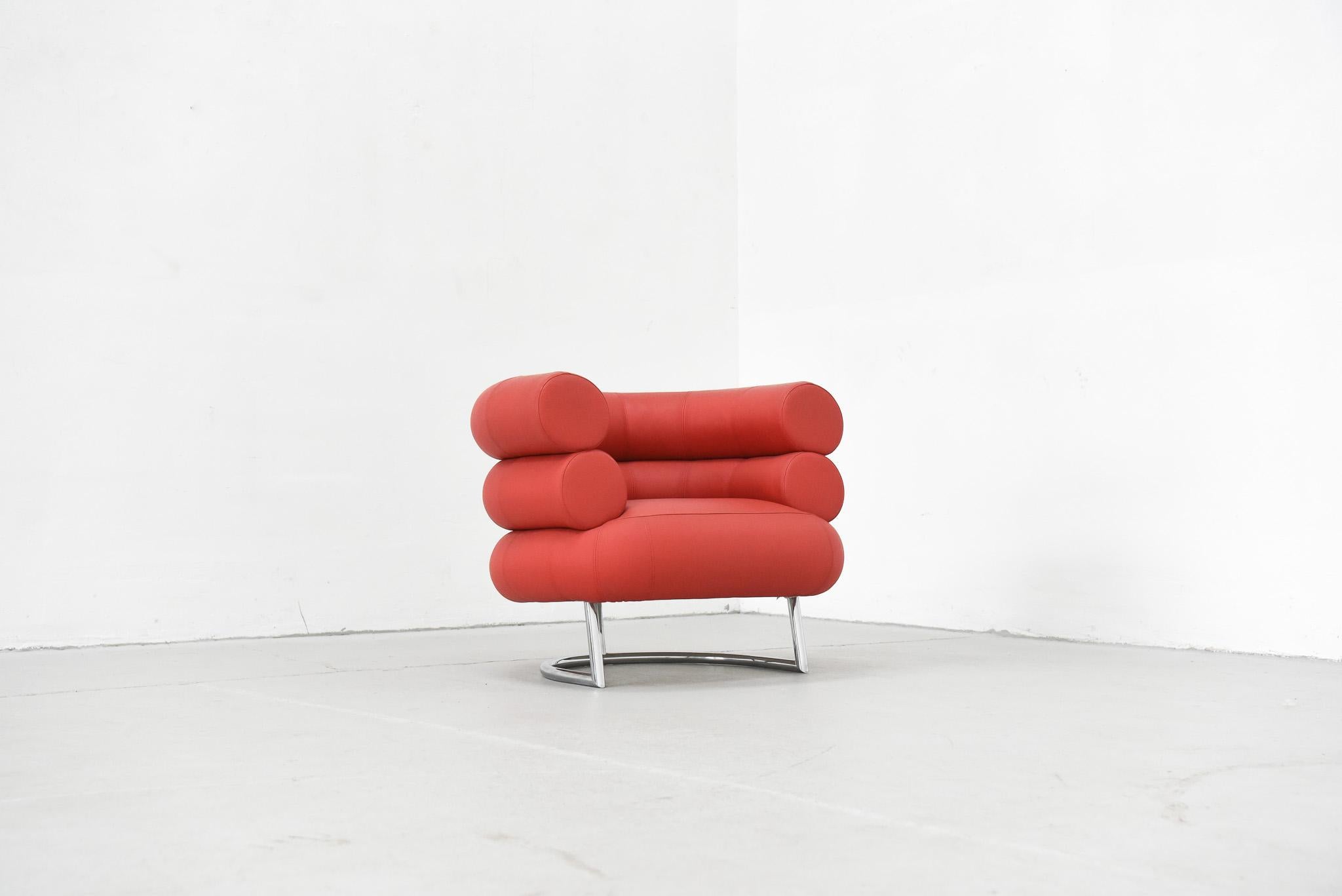 Metal Eileen Gray Bibendum Ledersessel von ClassiCon in rot 1926