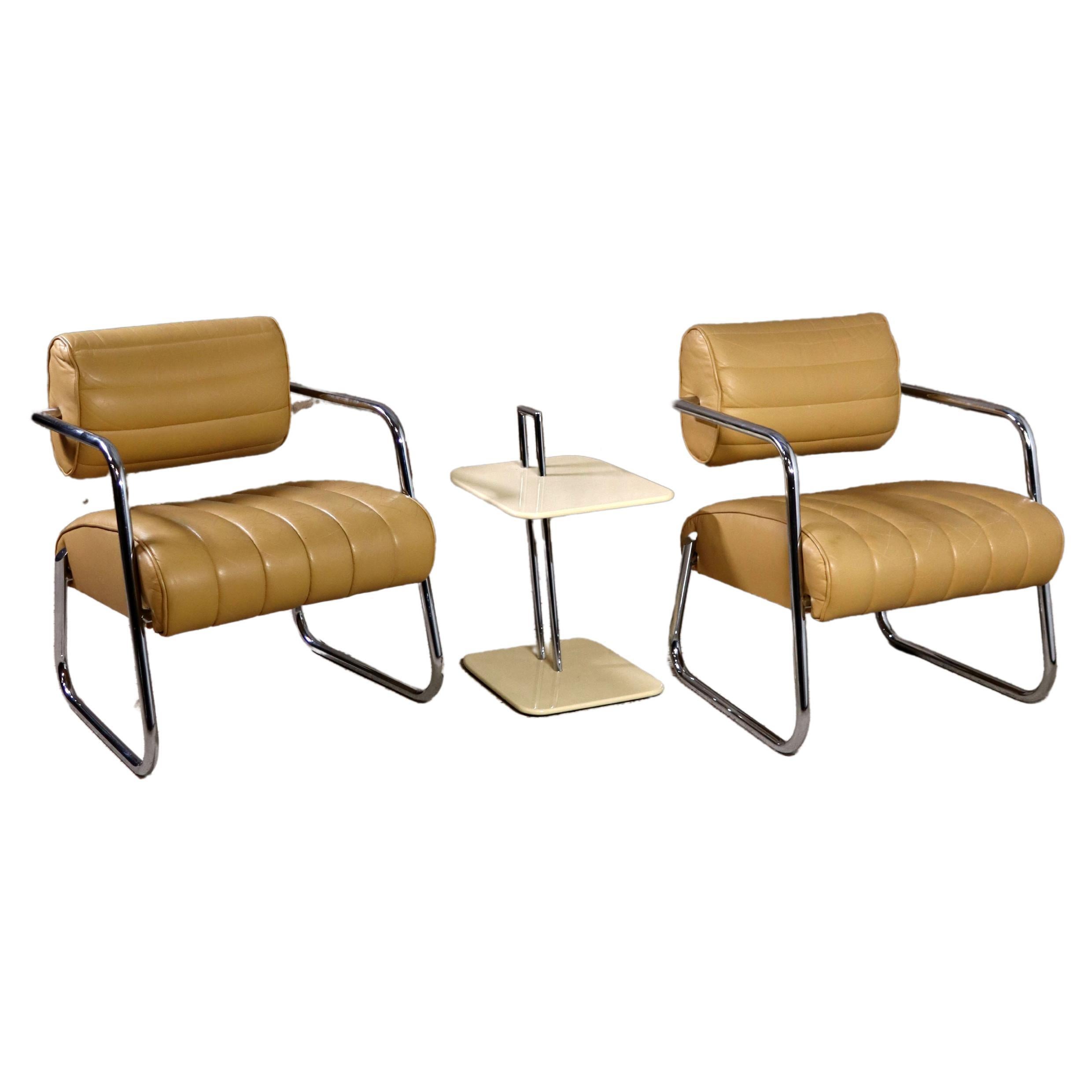 Eileen Gray – Bonaparte Chair – Set of 2 – French Beige / Mustard – 1970s For Sale