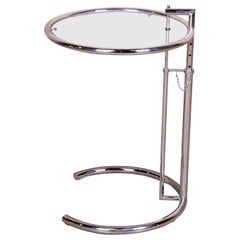 Eileen Gray Chrome and Glass Adjustable Height Occasional Side Table