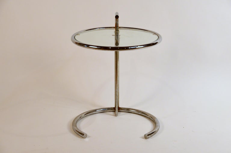 Eileen Gray Chrome and Glass Round Side Table For Sale at 1stDibs